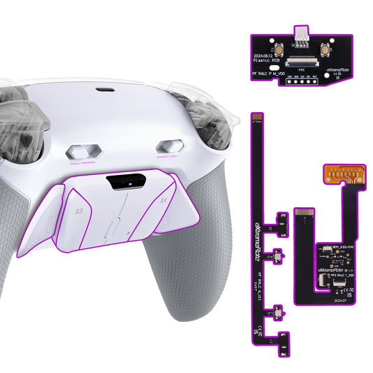 eXtremeRate RISE4 Plus MAX Back Paddles Kit with Clicky Trigger Stops & Rubberized Grip for PS5 Controller BDM-030/040 /050 - Rubberized White Gray