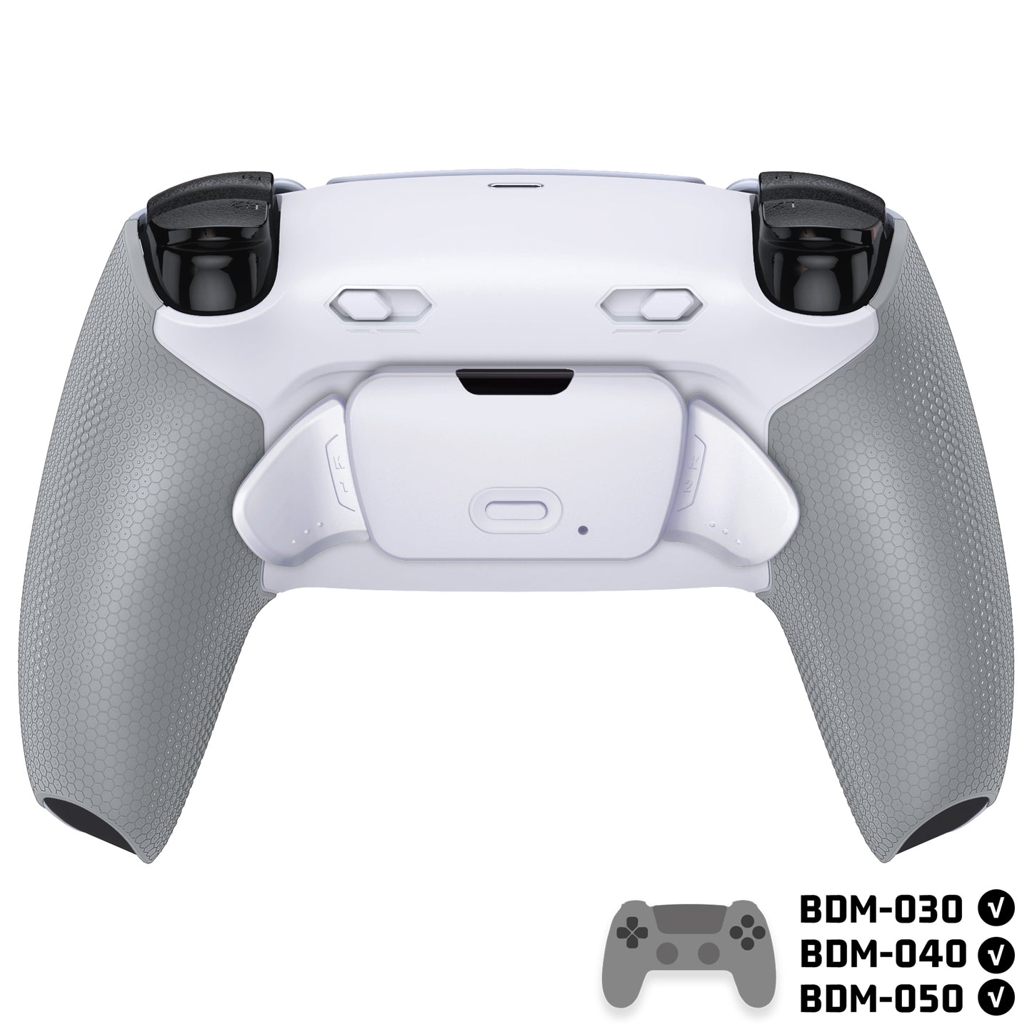 eXtremeRate RISE Plus MAX Back Paddles Kit with Clicky Trigger Stops & Rubberized Grip for PS5 Controller BDM-030/040/050 - White Gray