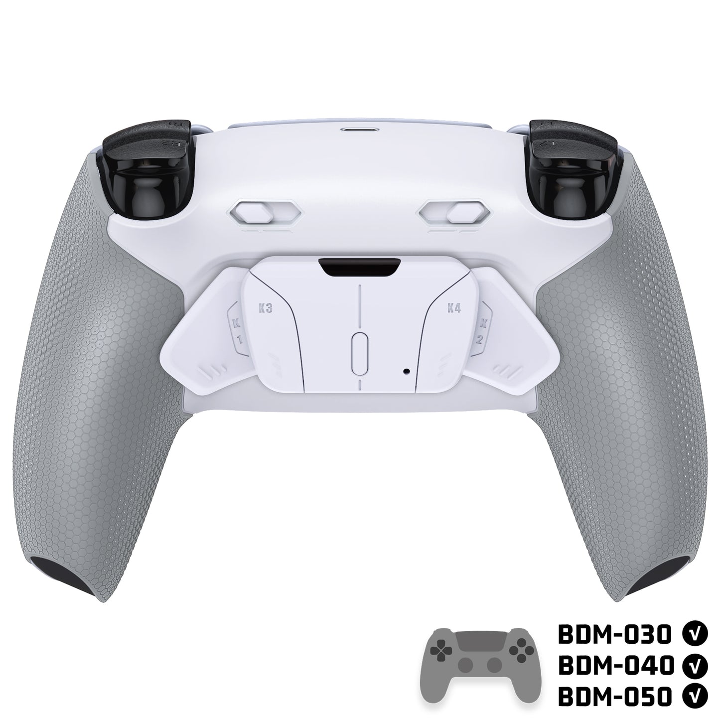 eXtremeRate RISE4 Plus MAX Back Paddles Kit with Clicky Trigger Stops & Rubberized Grip for PS5 Controller BDM-030/040 /050 - Rubberized White Gray