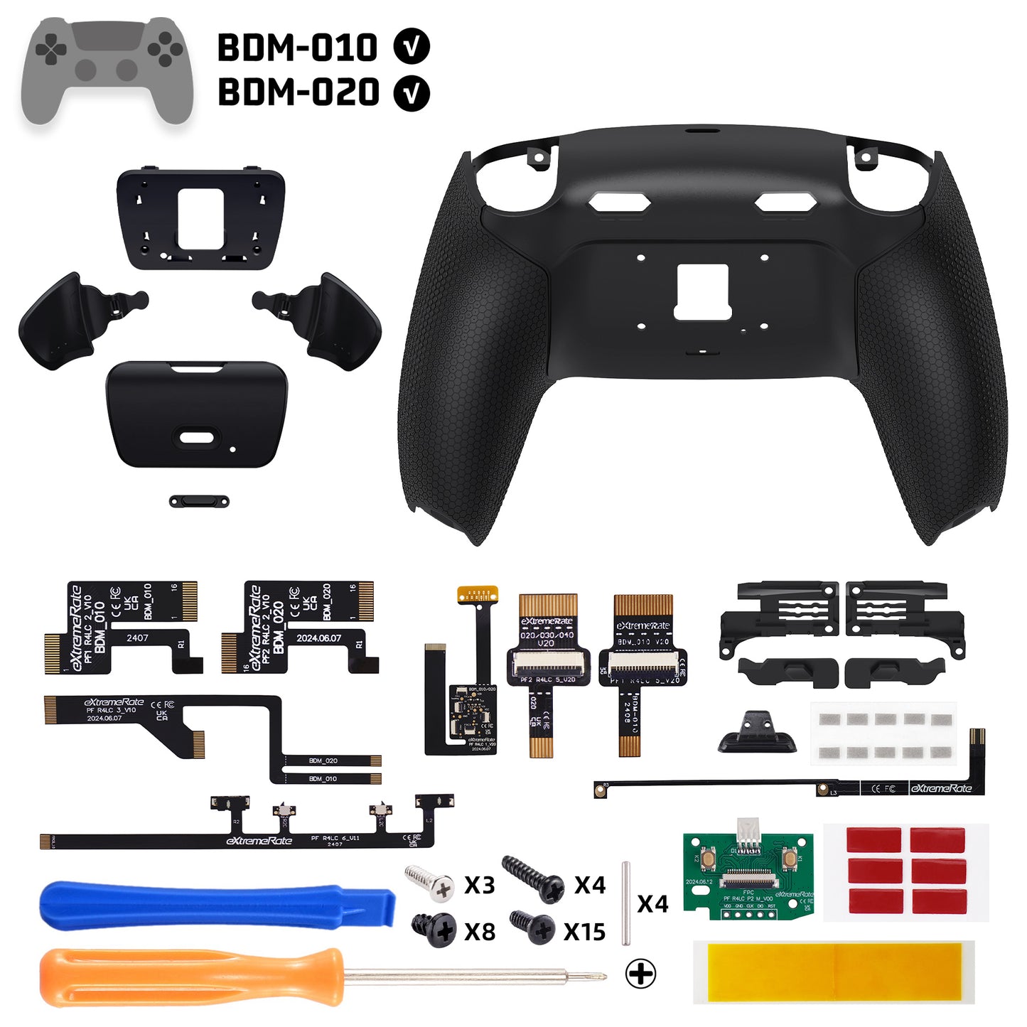 eXtremeRate RISE Plus MAX Back Paddles Kit with Clicky Trigger Stops & Rubberized Grip for PS5 Controller BDM-010/020 - Rubberized Black