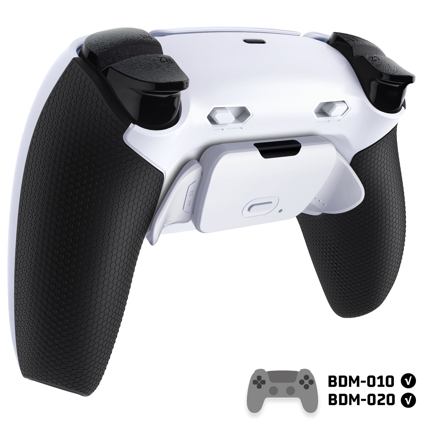 eXtremeRate RISE Plus MAX Back Paddles Kit with Clicky Trigger Stops & Rubberized Grip for PS5 Controller BDM-010/020 - Rubberized White Black - White