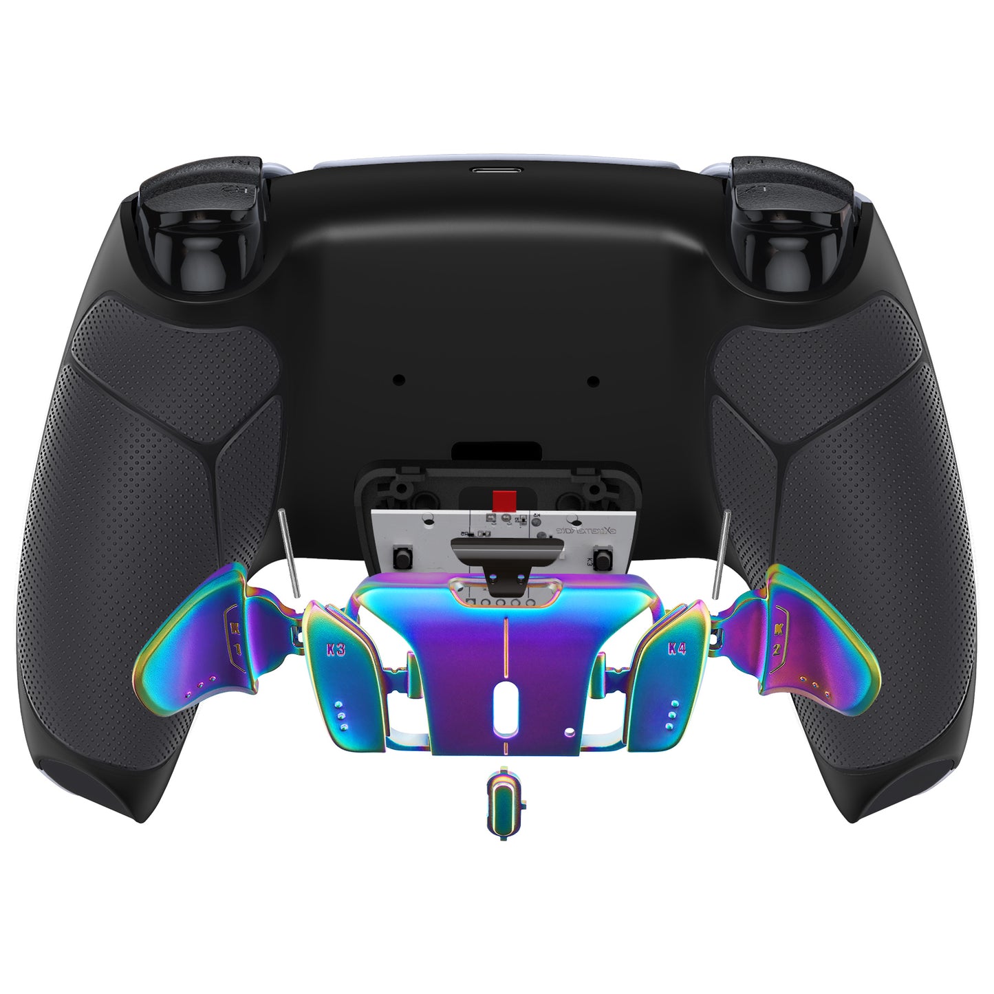 eXtremeRate Rainbow Aura Blue & Purple Real Metal Buttons (RMB) Version RISE 4.0 Remap Kit for PS5 Controller BDM-030/040 - Rubberized Black eXtremeRate