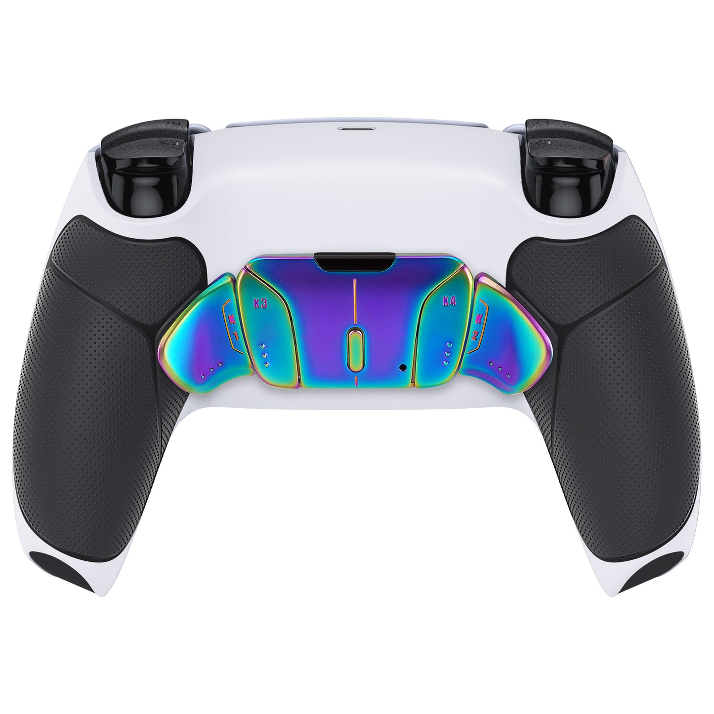 eXtremeRate Rainbow Aura Blue & Purple Real Metal Buttons (RMB) Version RISE 4.0 Remap Kit for PS5 Controller BDM-030/040 - Rubberized White Black eXtremeRate