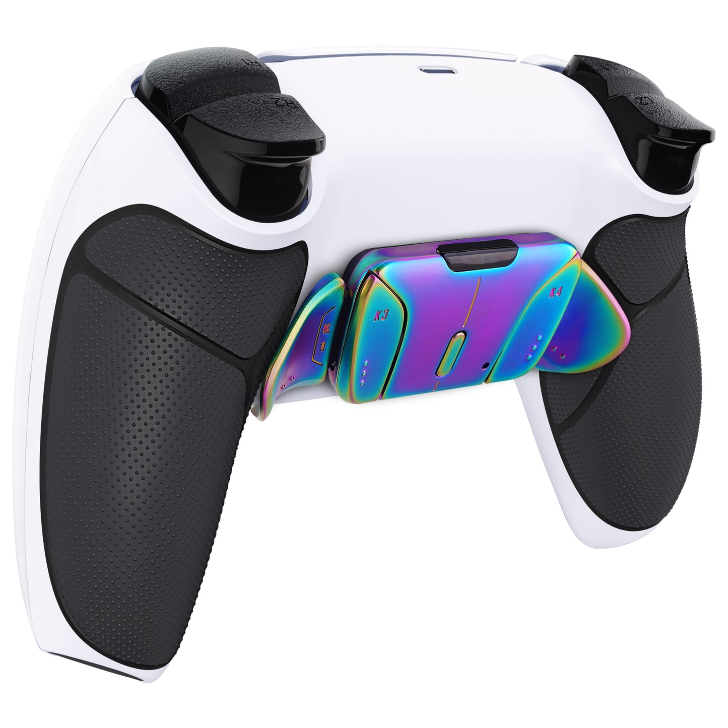 eXtremeRate Rainbow Aura Blue & Purple Real Metal Buttons (RMB) Version RISE 4.0 Remap Kit for PS5 Controller BDM-030/040 - Rubberized White Black eXtremeRate