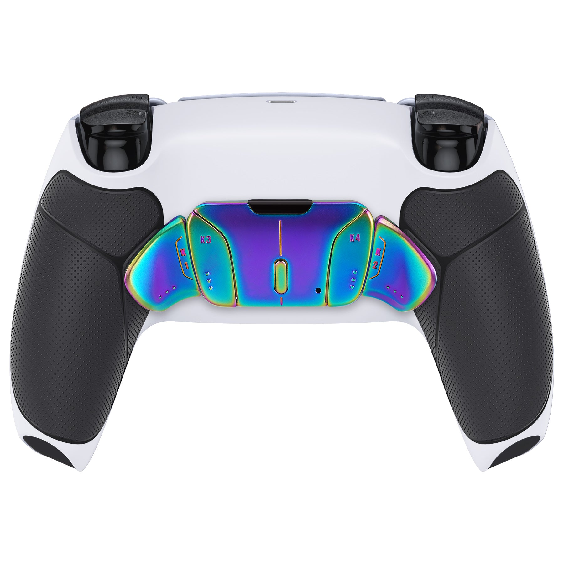 eXtremeRate Rainbow Aura Blue & Purple Real Metal Buttons (RMB) Version RISE4 Remap Kit for PS5 Controller BDM-010/020 - Rubberized White Black eXtremeRate