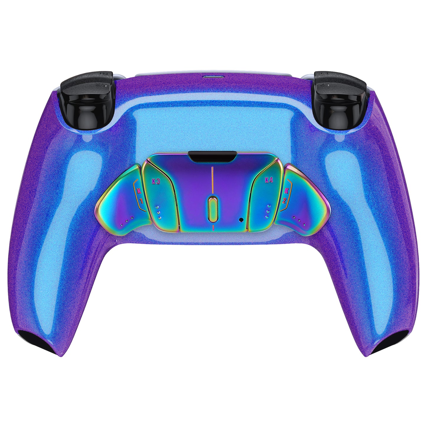 eXtremeRate Rainbow Aura Blue & Purple Real Metal Buttons (RMB) Version RISE4 V3 Remap Kit for PS5 Controller BDM-030/040/050 - Chameleon Purple Blue