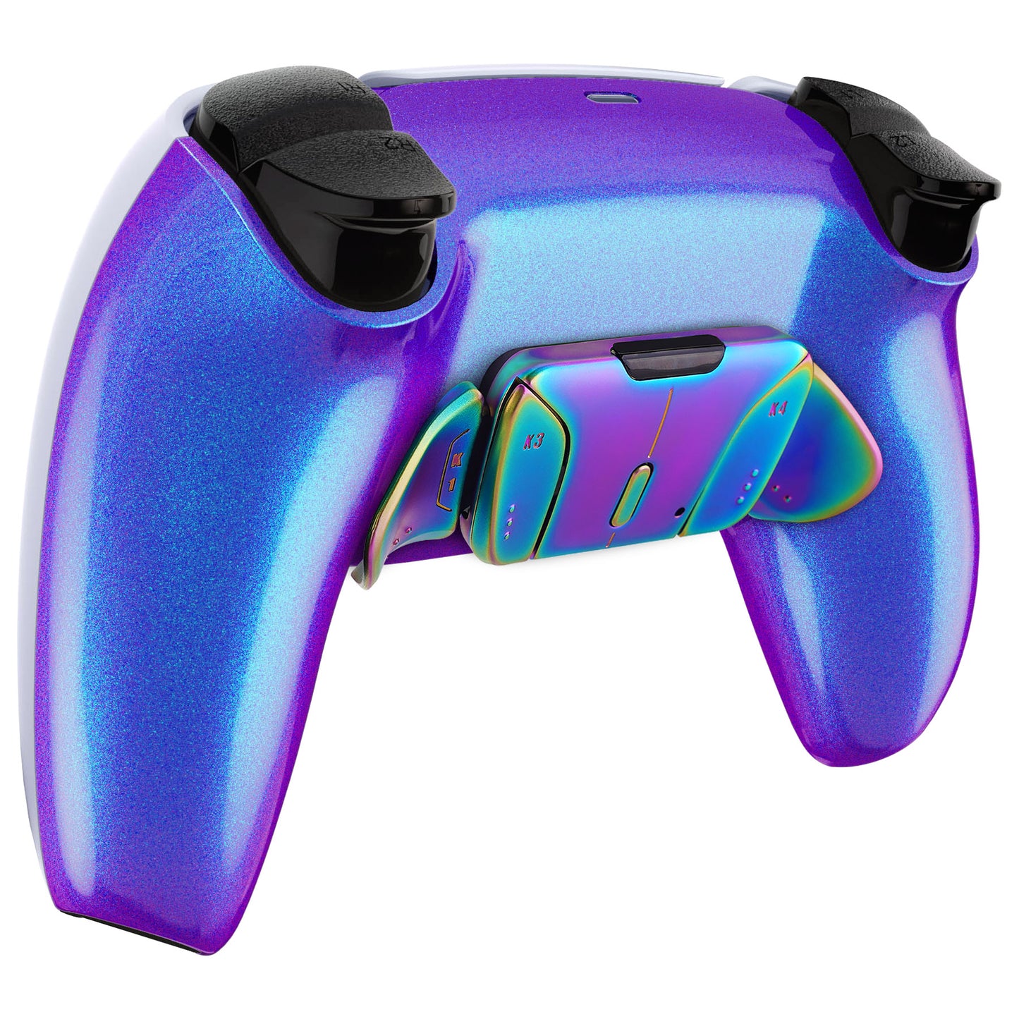 eXtremeRate Rainbow Aura Blue & Purple Real Metal Buttons (RMB) Version RISE4 V3 Remap Kit for PS5 Controller BDM-030/040/050 - Chameleon Purple Blue