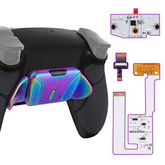 eXtremeRate Rainbow Aura Blue & Purple Real Metal Buttons (RMB) Version RISE4 V3 Remap Kit for PS5 Controller BDM-030/040/050 - Rubberized Black