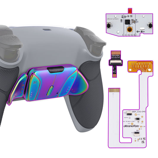 eXtremeRate Rainbow Aura Blue & Purple Real Metal Buttons (RMB) Version RISE4 V3 Remap Kit for PS5 Controller BDM-030/040/050 - Rubberized New Hope Gray & Classic Gray