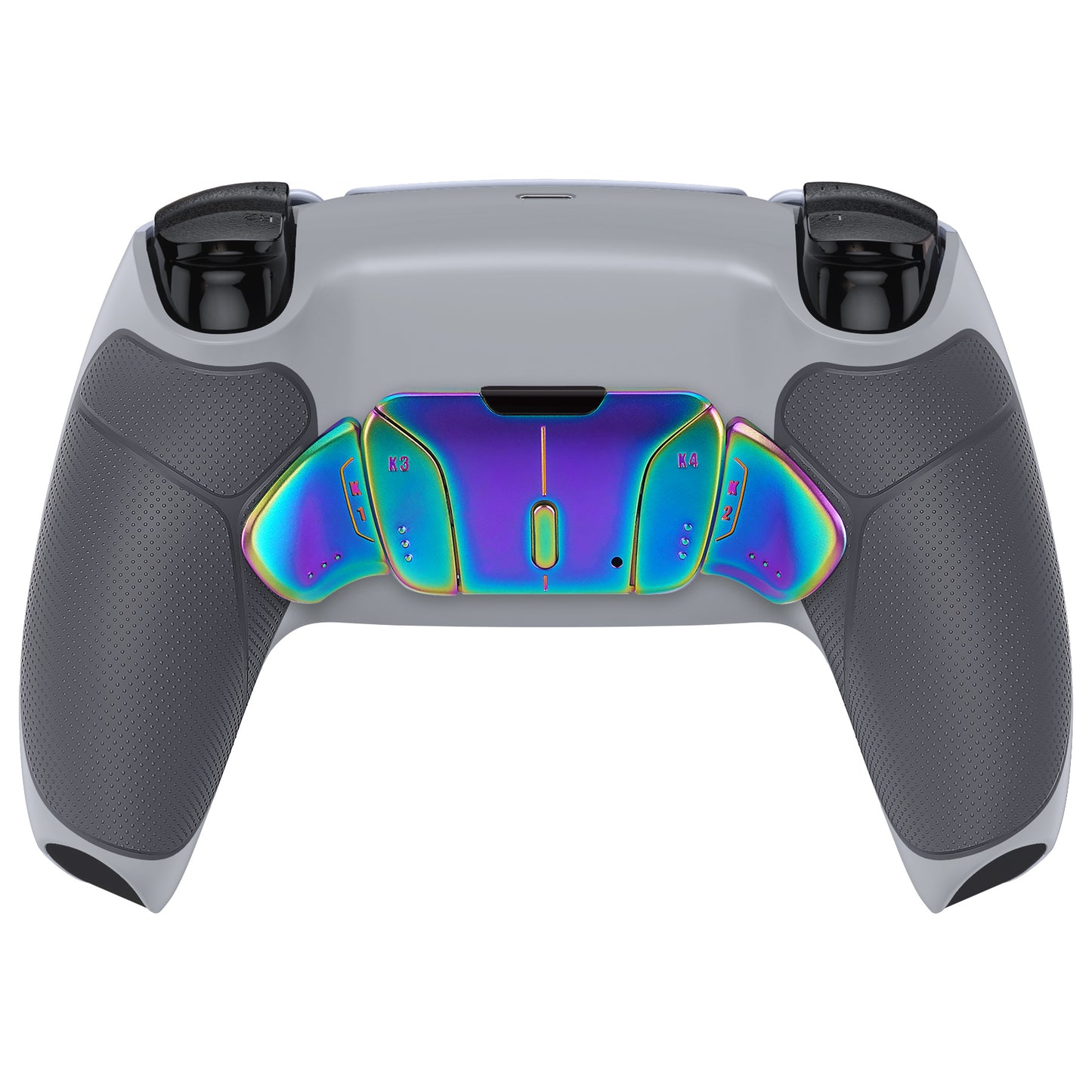 eXtremeRate Rainbow Aura Blue & Purple Real Metal Buttons (RMB) Version RISE4 V3 Remap Kit for PS5 Controller BDM-030/040/050 - Rubberized New Hope Gray & Classic Gray