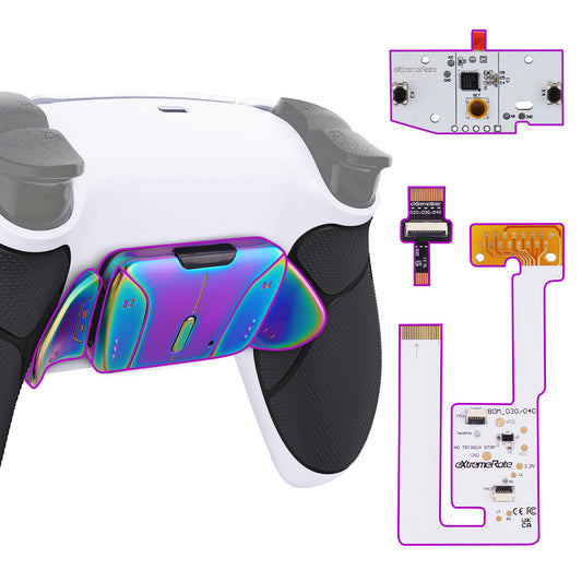 eXtremeRate Rainbow Aura Blue & Purple Real Metal Buttons (RMB) Version RISE4 V3 Remap Kit for PS5 Controller BDM-030/040/050 - Rubberized White Black