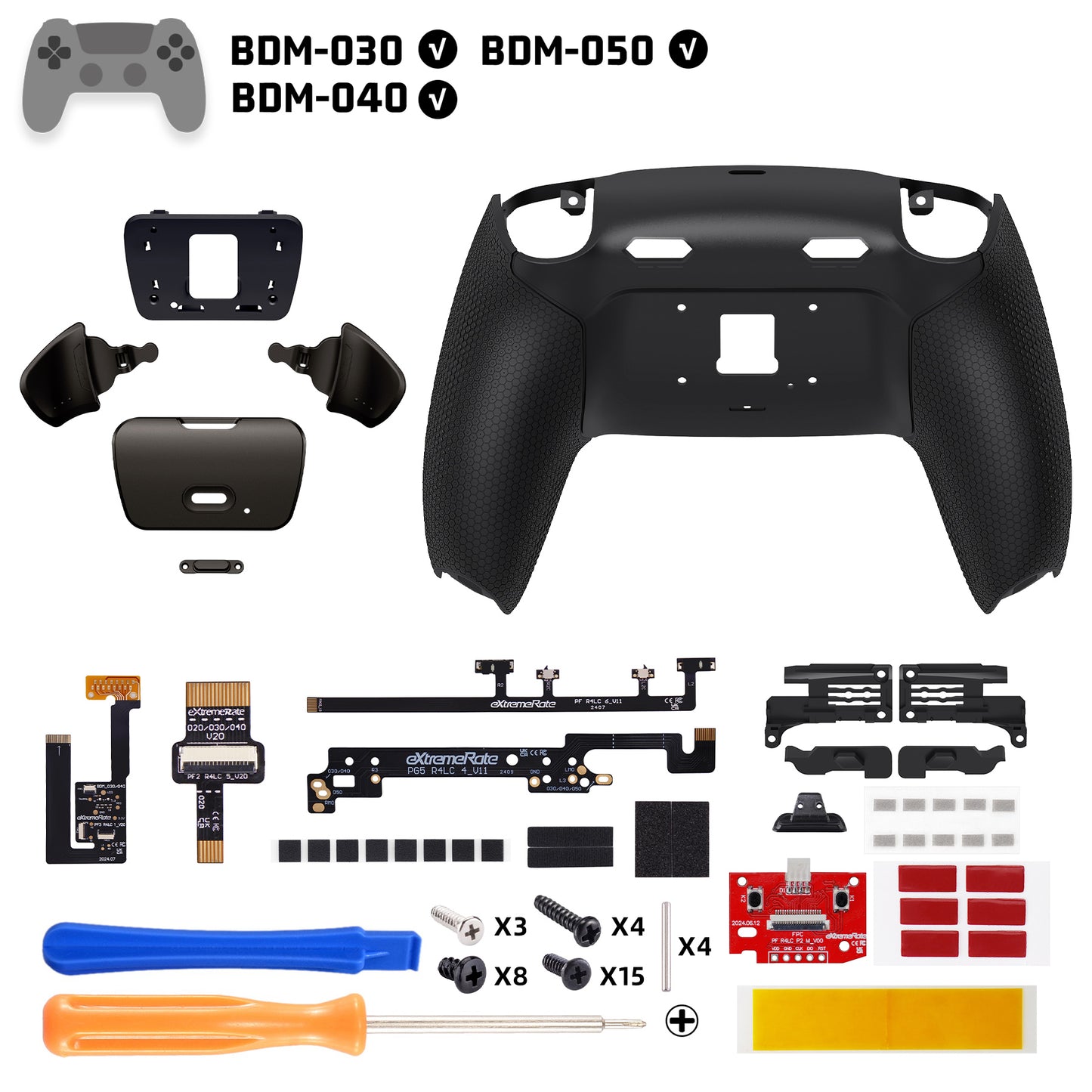 eXtremeRate Real Metal Buttons (RMB) Version RISE Plus MAX Back Paddles Kit with Clicky Trigger Stops & Rubberized Grip for PS5 Controller BDM-030/040 /050 - Rubberized Black