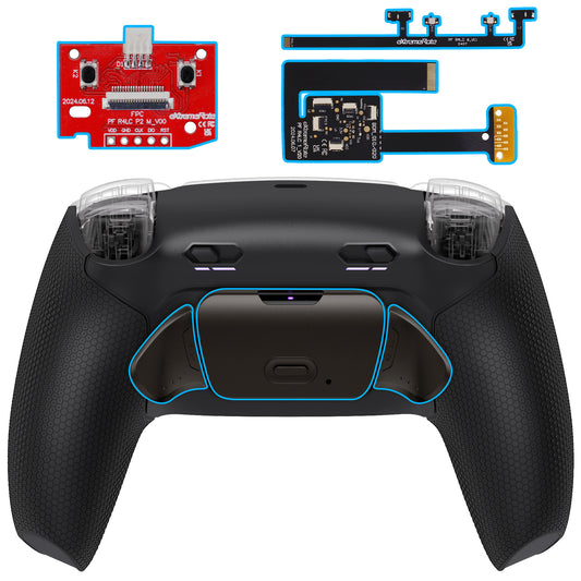 eXtremeRate Real Metal Buttons (RMB) Version RISE Plus MAX Back Paddles Kit with Clicky Trigger Stops & Rubberized Grip for PS5 Controller BDM-010/020 - Rubberized Black