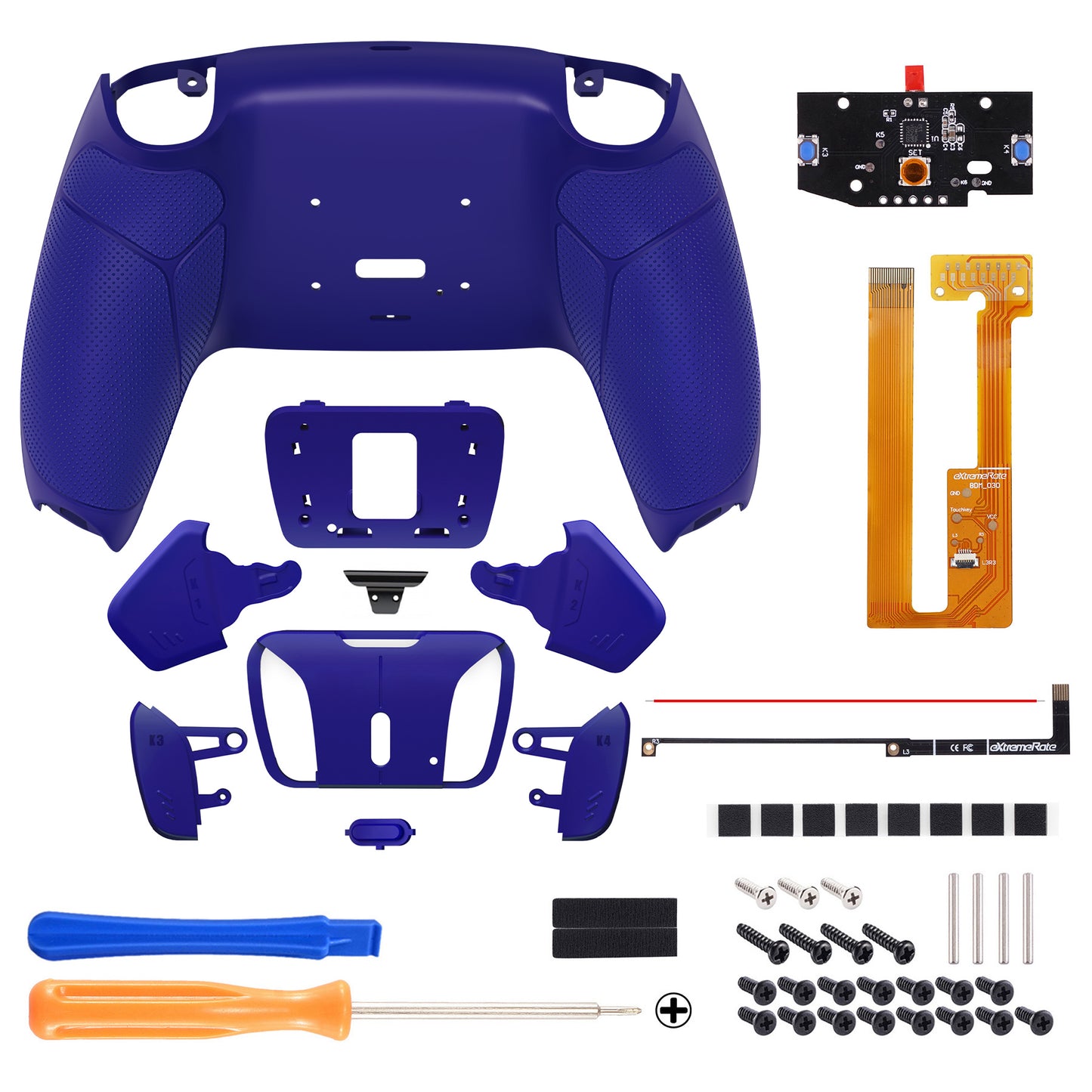 eXtremeRate Remappable RISE 4.0 Remap Kit for PS5 Controller BDM-030/040 - Rubberized Cobalt Blue