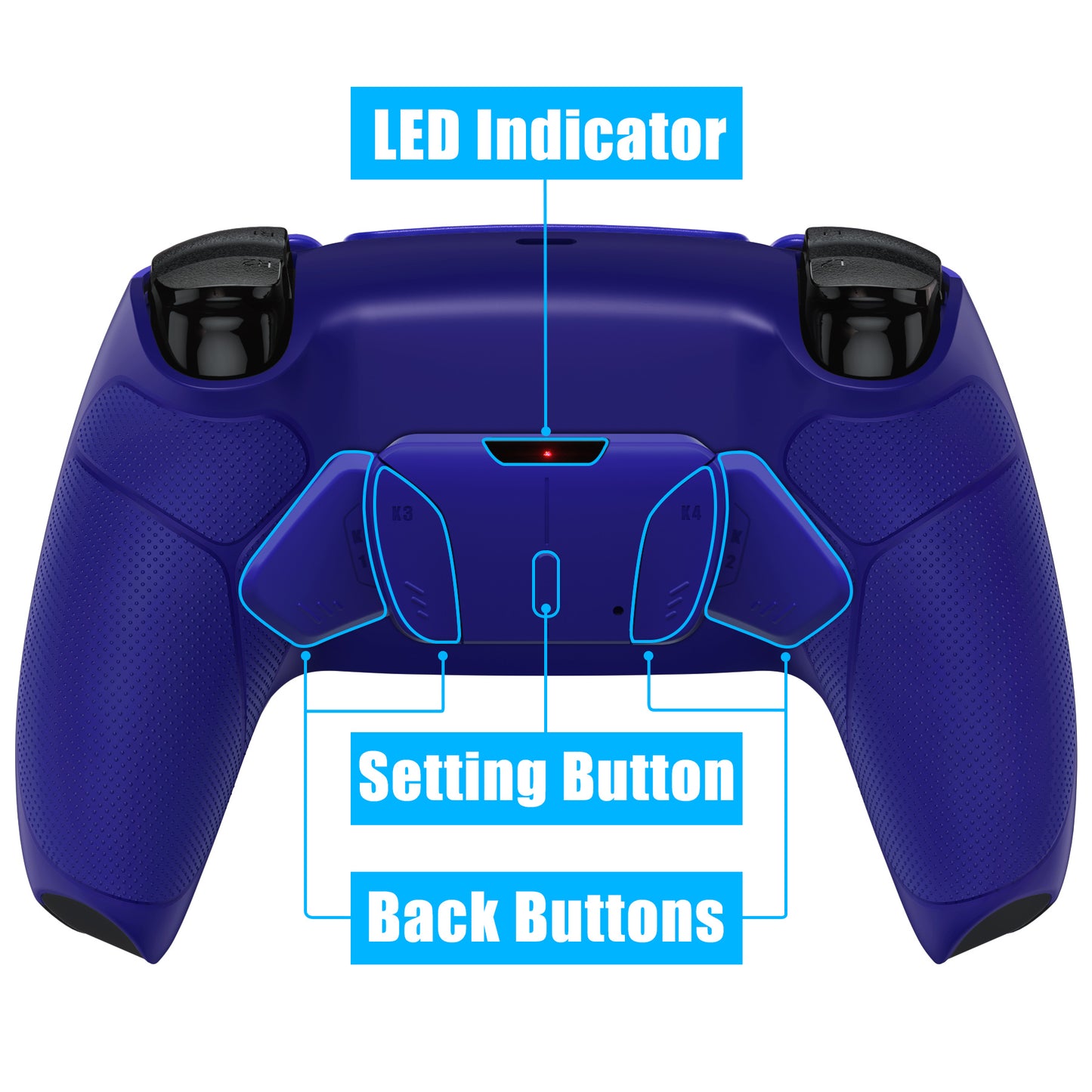 eXtremeRate Remappable RISE 4.0 Remap Kit for PS5 Controller BDM-030/040 - Rubberized Cobalt Blue