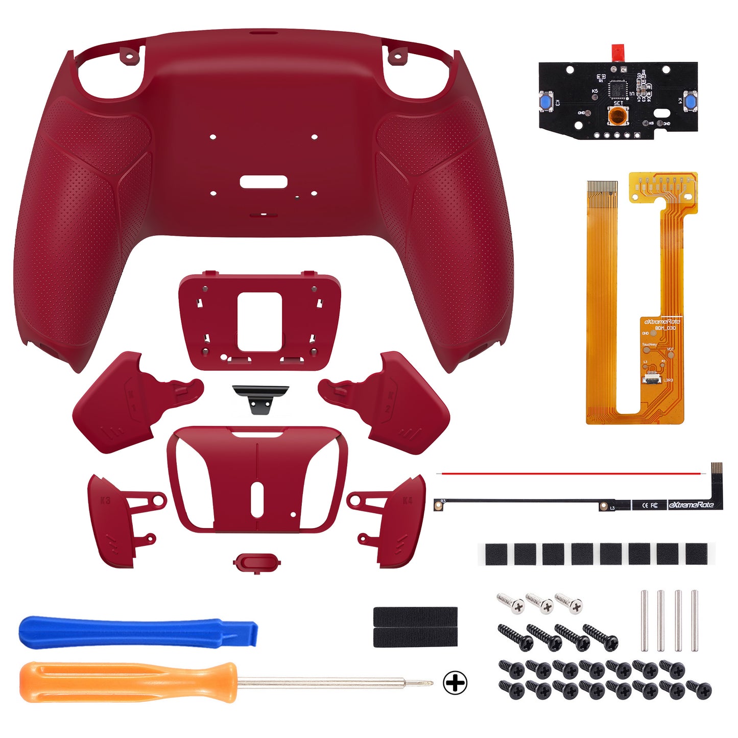 eXtremeRate Remappable RISE 4.0 Remap Kit for PS5 Controller BDM-030/040 - Rubberized Volcanic Red