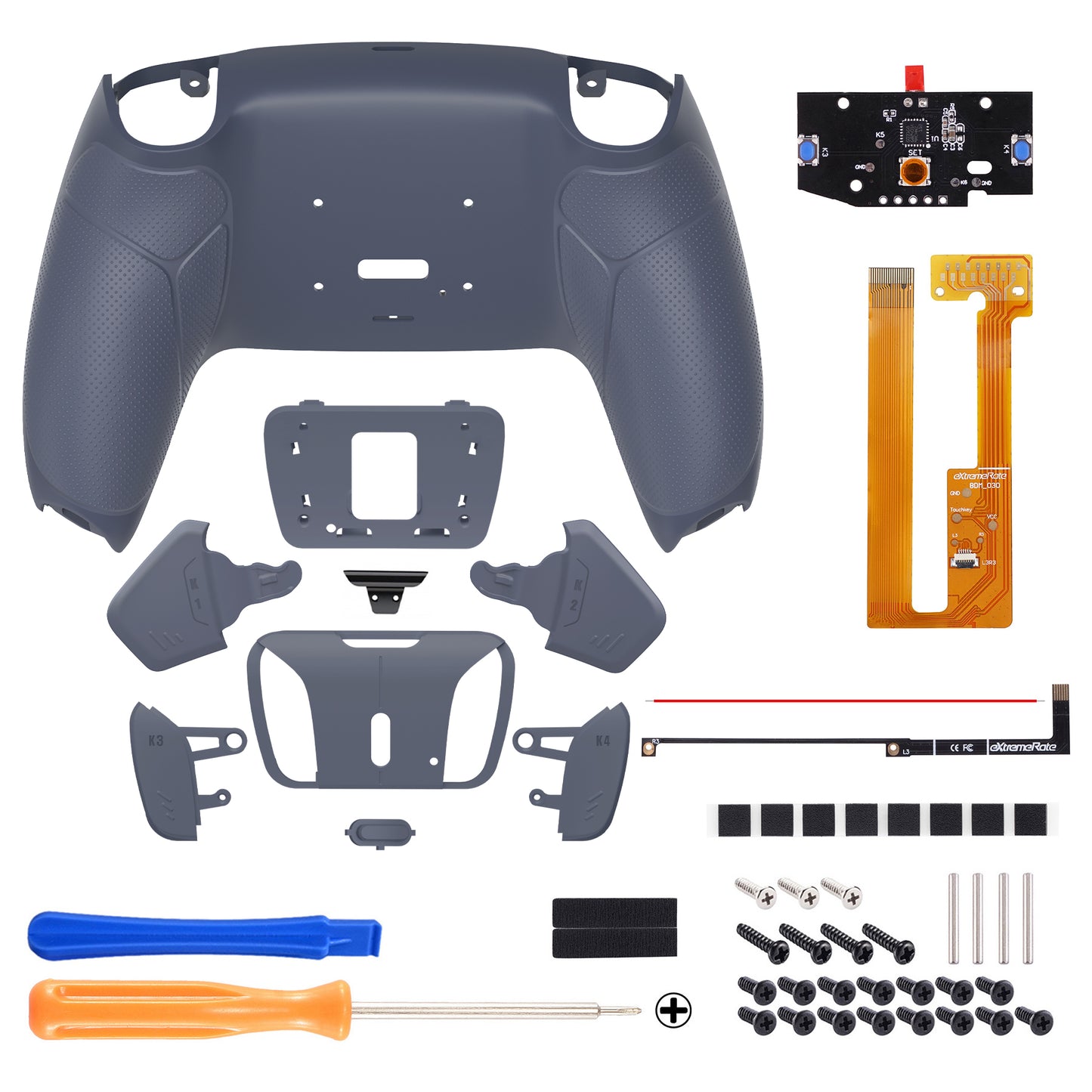 eXtremeRate Remappable RISE 4.0 Remap Kit for PS5 Controller BDM-030/040 - Rubberized Sterling Silver