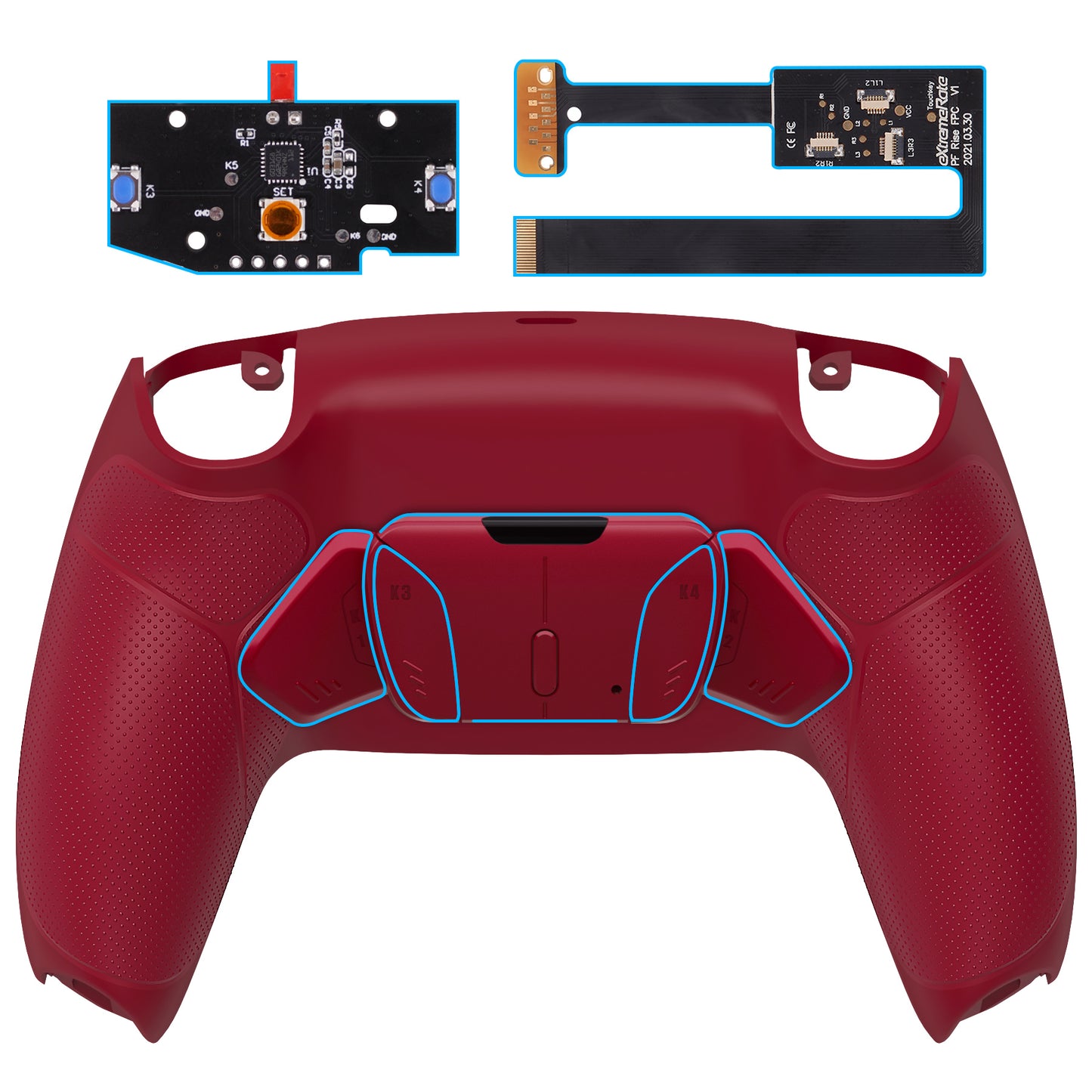 eXtremeRate Remappable RISE4 Remap Kit for PS5 Controller BDM-010/020 - Rubberized Volcanic Red