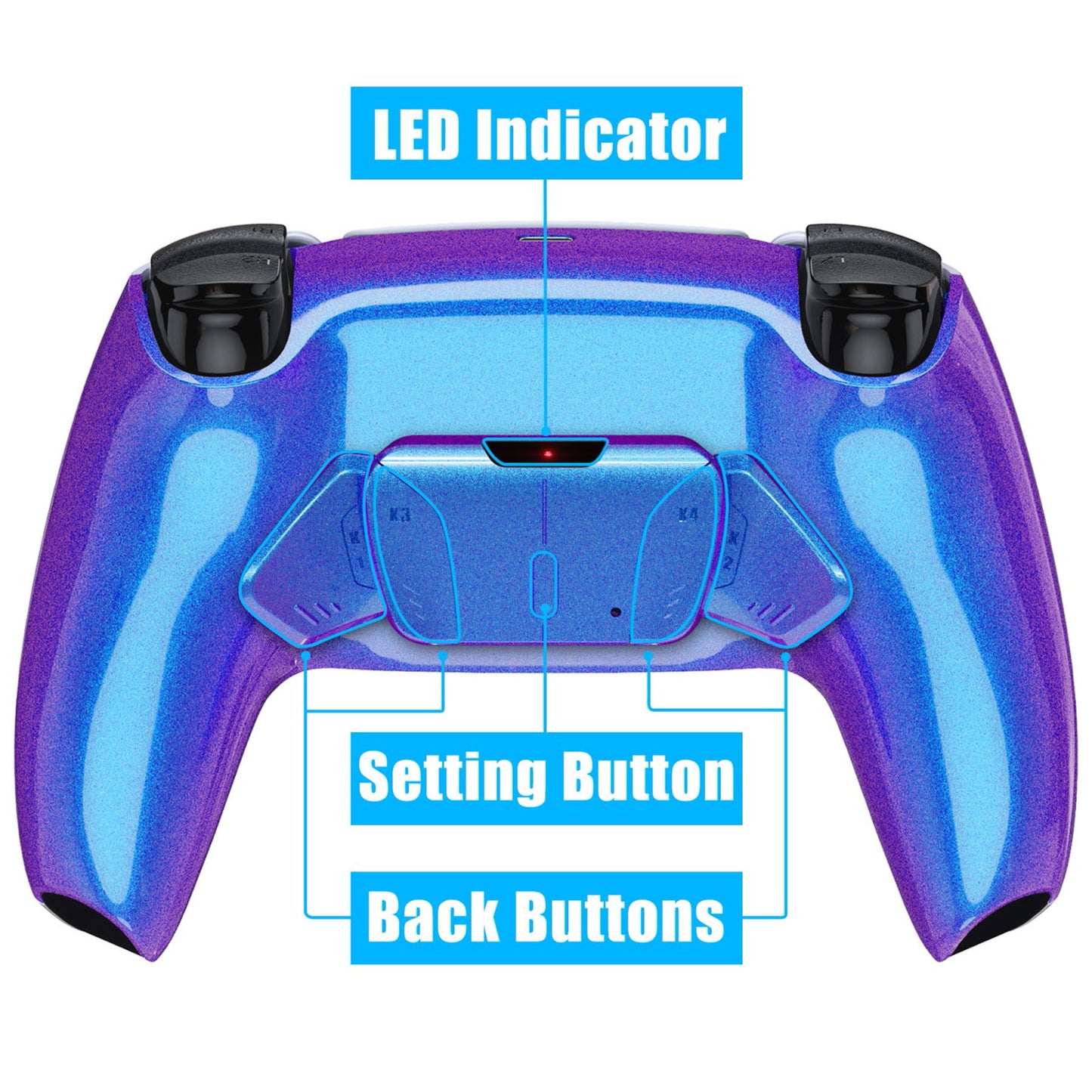 eXtremeRate Remappable RISE4 V3 Remap Kit for PS5 Controller BDM-030/040/050 - Chameleon Purple Blue