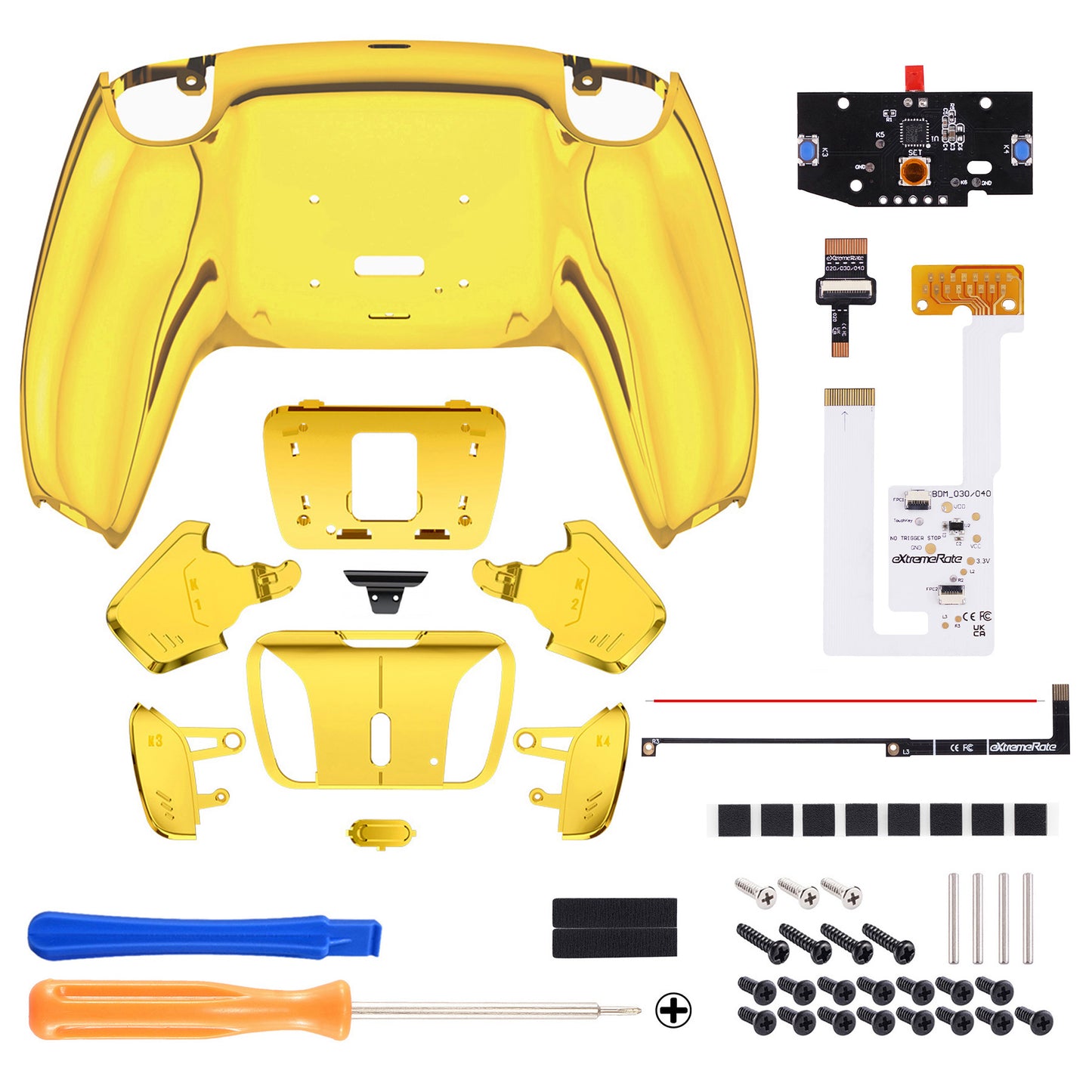 eXtremeRate Remappable RISE4 V3 Remap Kit for PS5 Controller BDM-030/040/050 - Chrome Gold