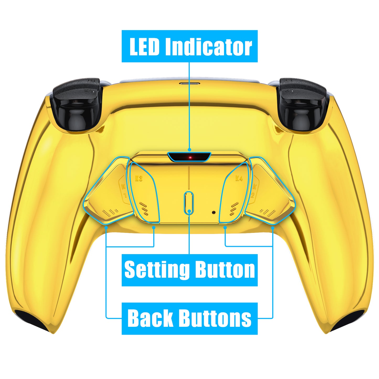 eXtremeRate Remappable RISE4 V3 Remap Kit for PS5 Controller BDM-030/040/050 - Chrome Gold