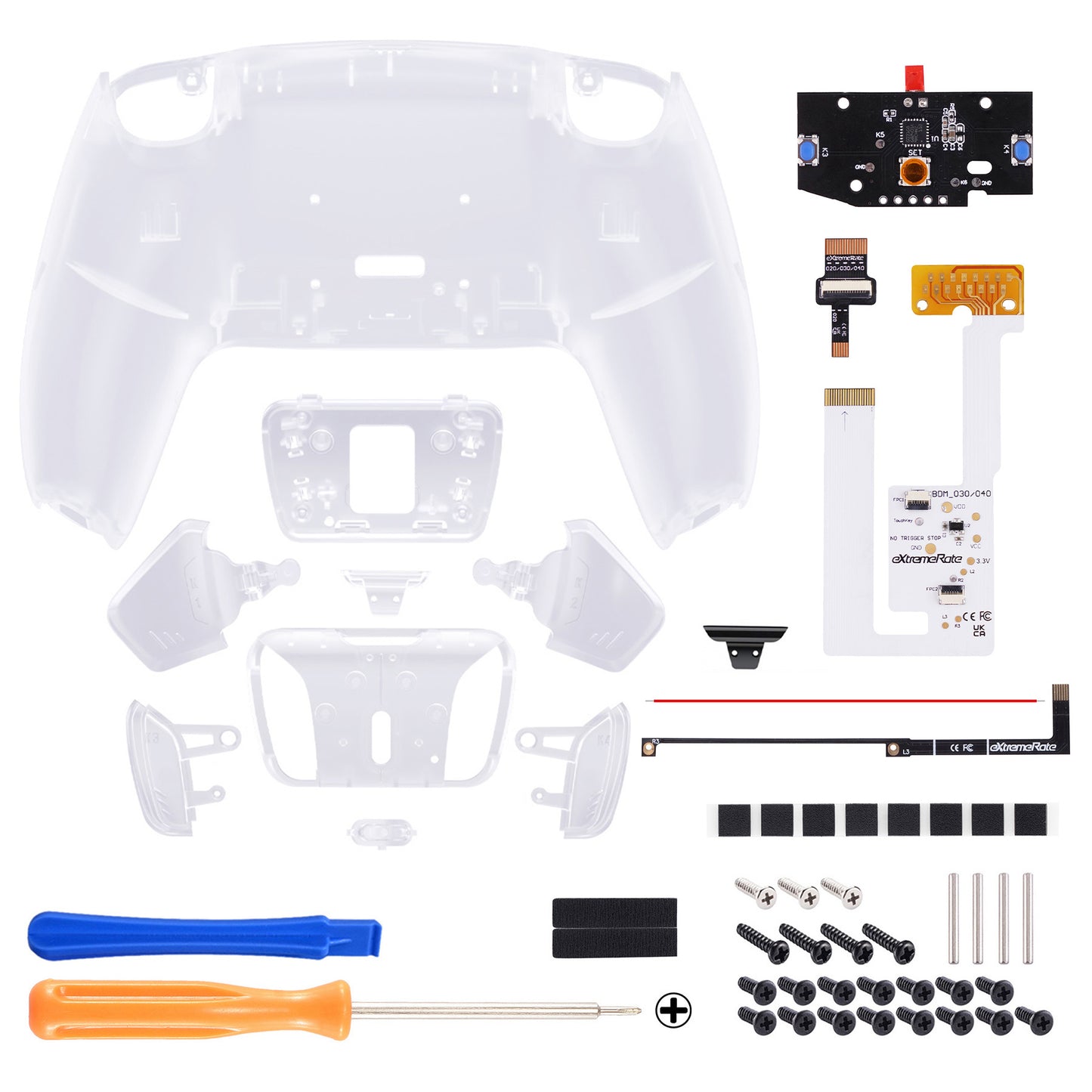 eXtremeRate Remappable RISE4 V3 Remap Kit for PS5 Controller BDM-030/040/050 - Clear