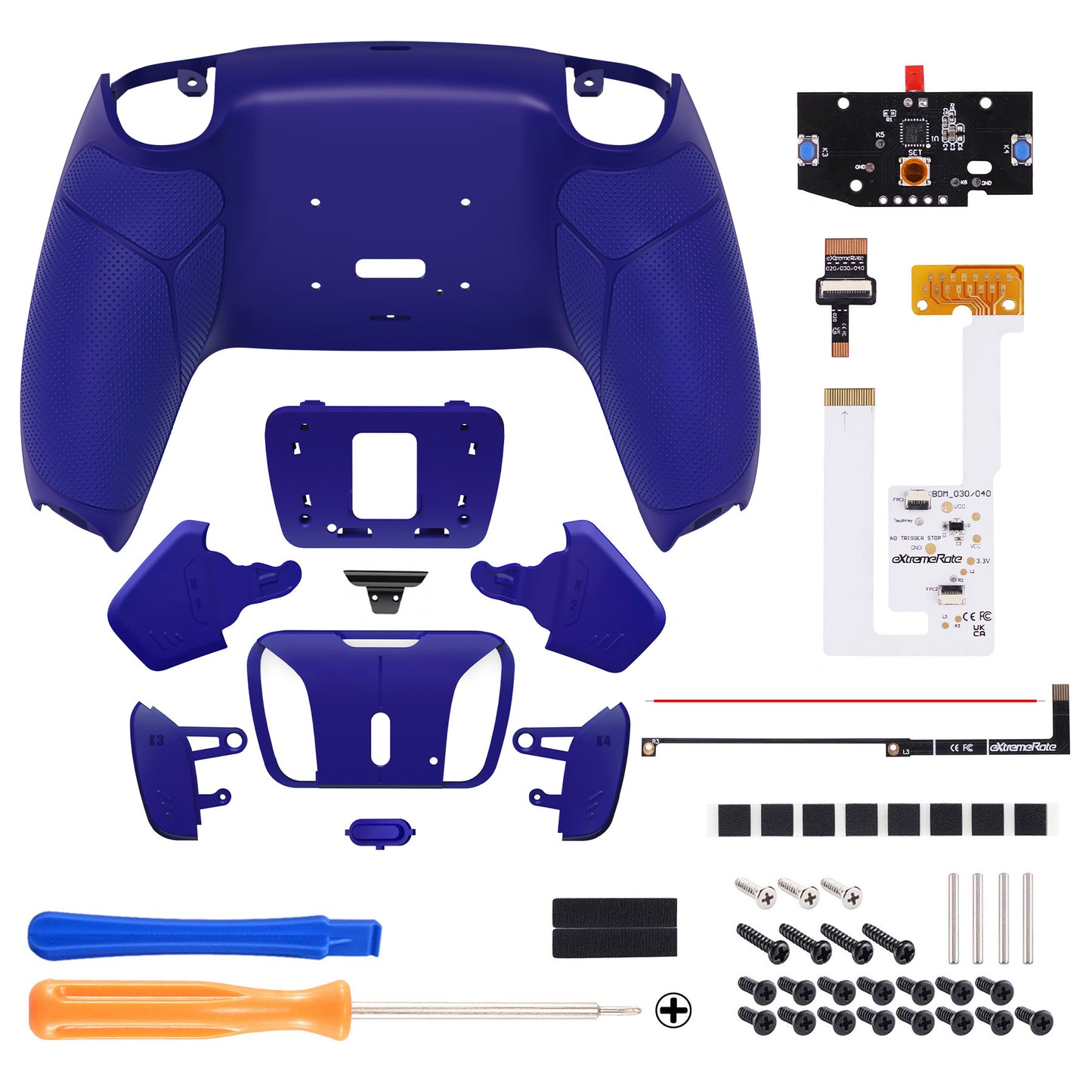 eXtremeRate Remappable RISE4 V3 Remap Kit for PS5 Controller BDM-030/040/050 - Rubberized Cobalt Blue