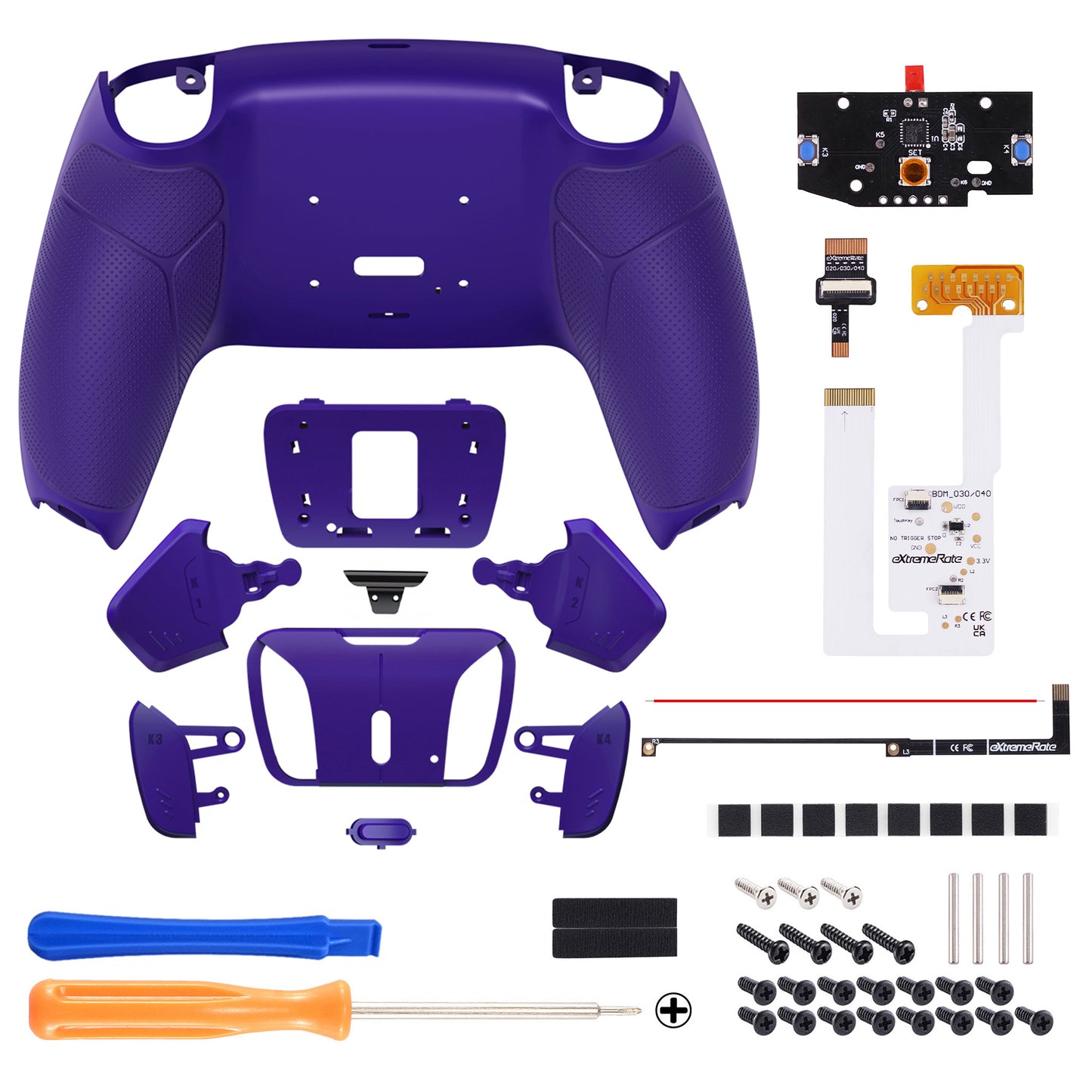 eXtremeRate Remappable RISE4 V3 Remap Kit for PS5 Controller BDM-030/040/050 - Rubberized Galactic Purple