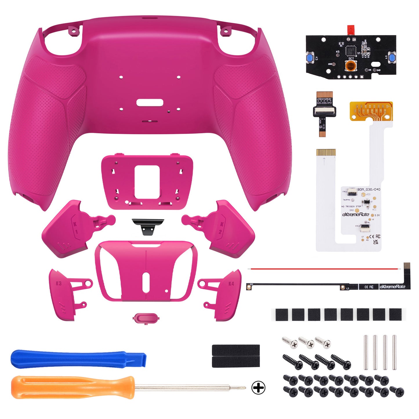 eXtremeRate Remappable RISE4 V3 Remap Kit for PS5 Controller BDM-030/040/050 - Rubberized Nova Pink