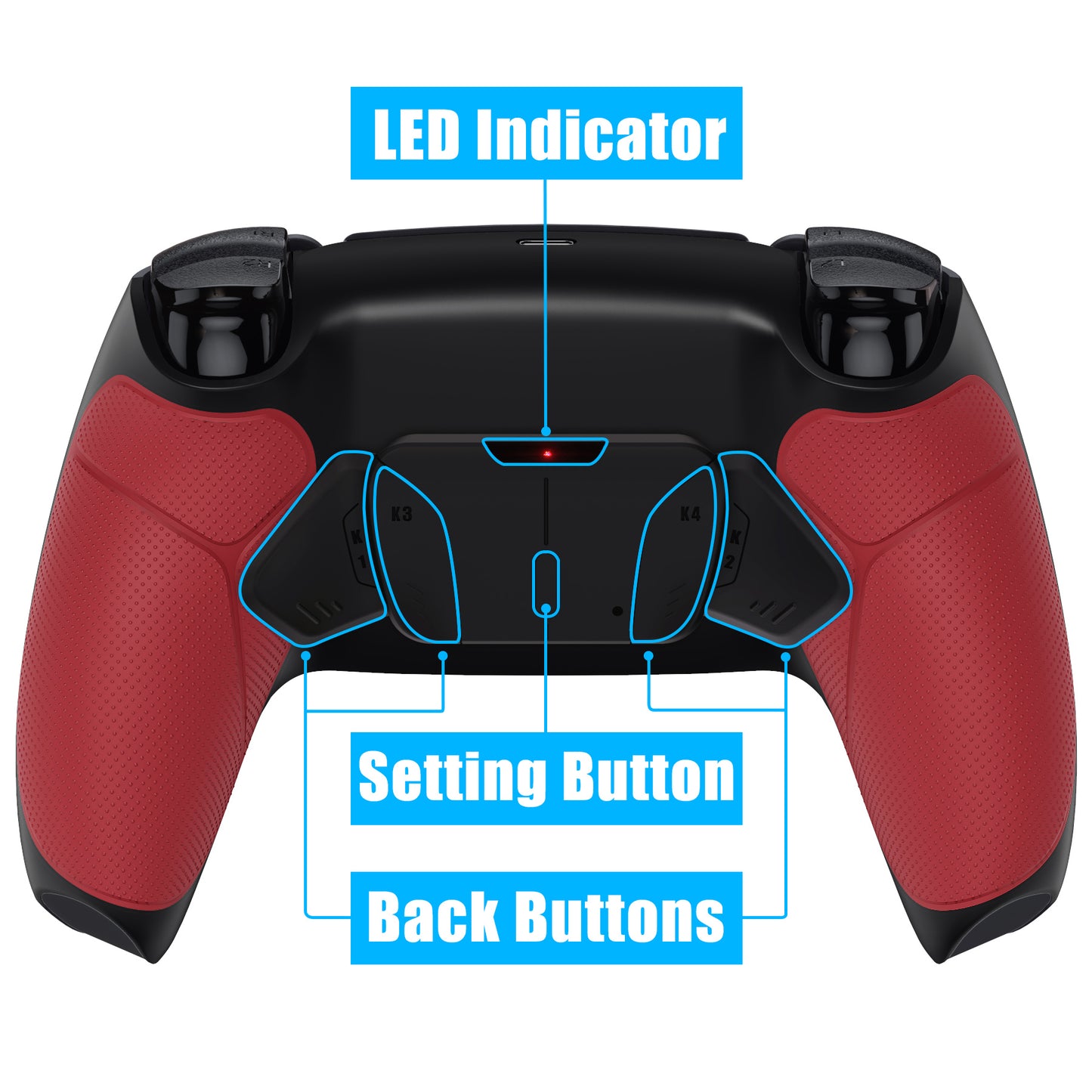 eXtremeRate Remappable RISE4 V3 Remap Kit for PS5 Controller BDM-030/040/050 - Rubberized Red