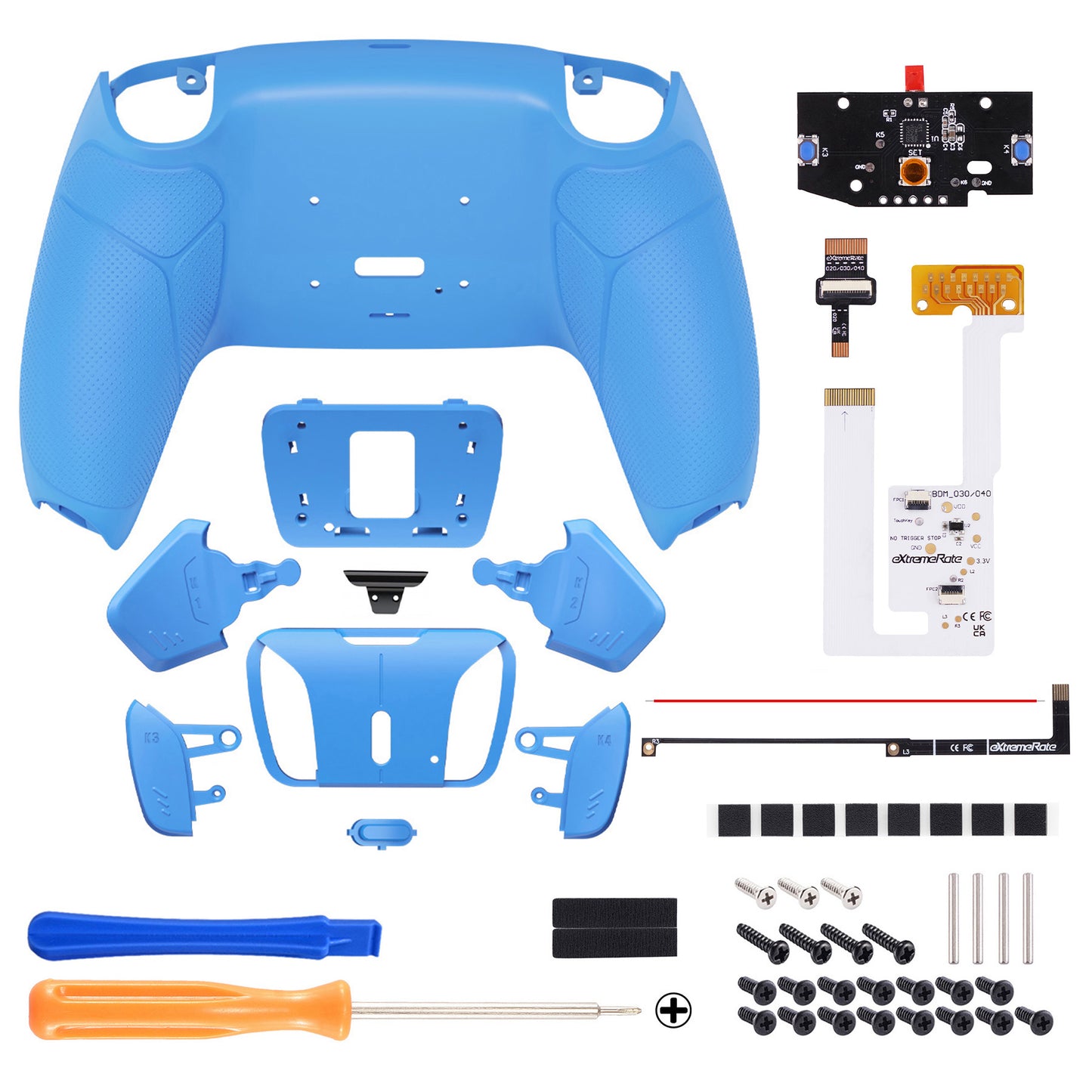 eXtremeRate Remappable RISE4 V3 Remap Kit for PS5 Controller BDM-030/040/050 - Rubberized Starlight Blue