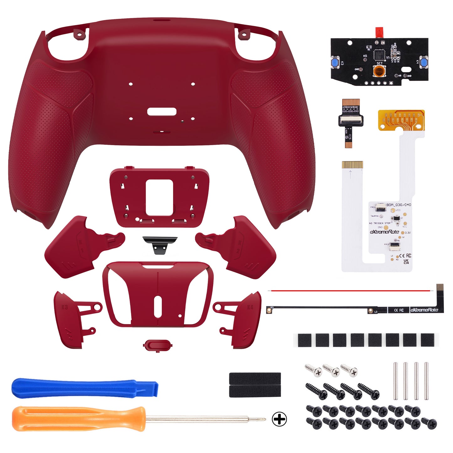 eXtremeRate Remappable RISE4 V3 Remap Kit for PS5 Controller BDM-030/040/050 - Rubberized Volcanic Red