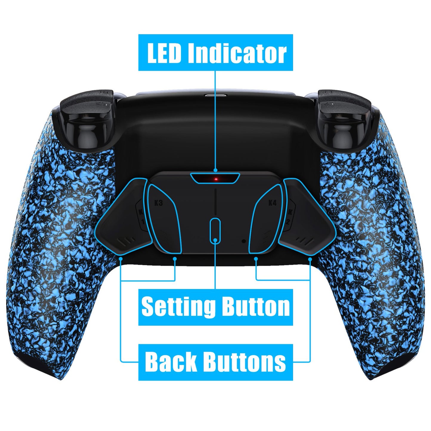 eXtremeRate Remappable RISE4 V3 Remap Kit for PS5 Controller BDM-030/040/050 - Textured Blue