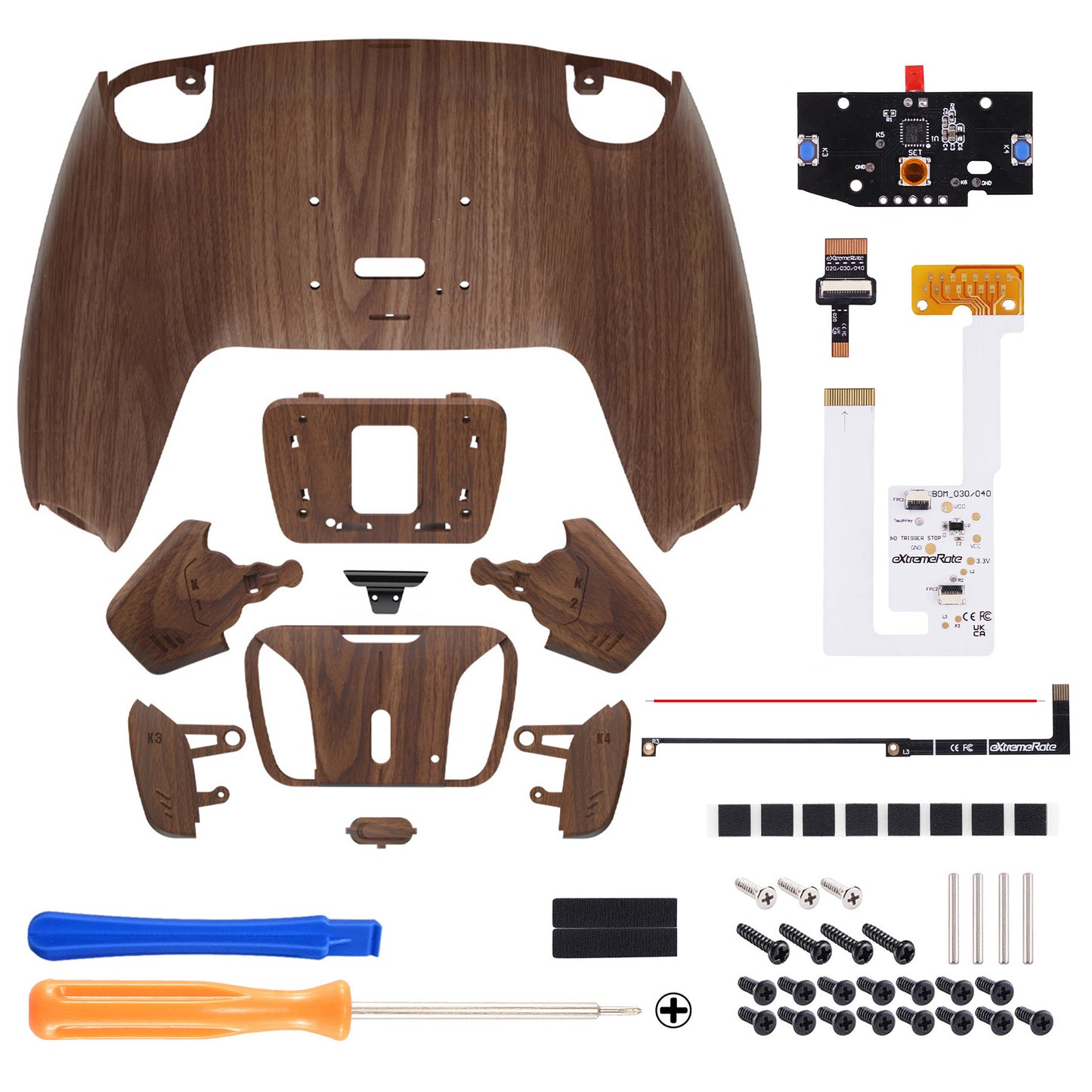 eXtremeRate Remappable RISE4 V3 Remap Kit for PS5 Controller BDM-030/040/050 - Wood Grain