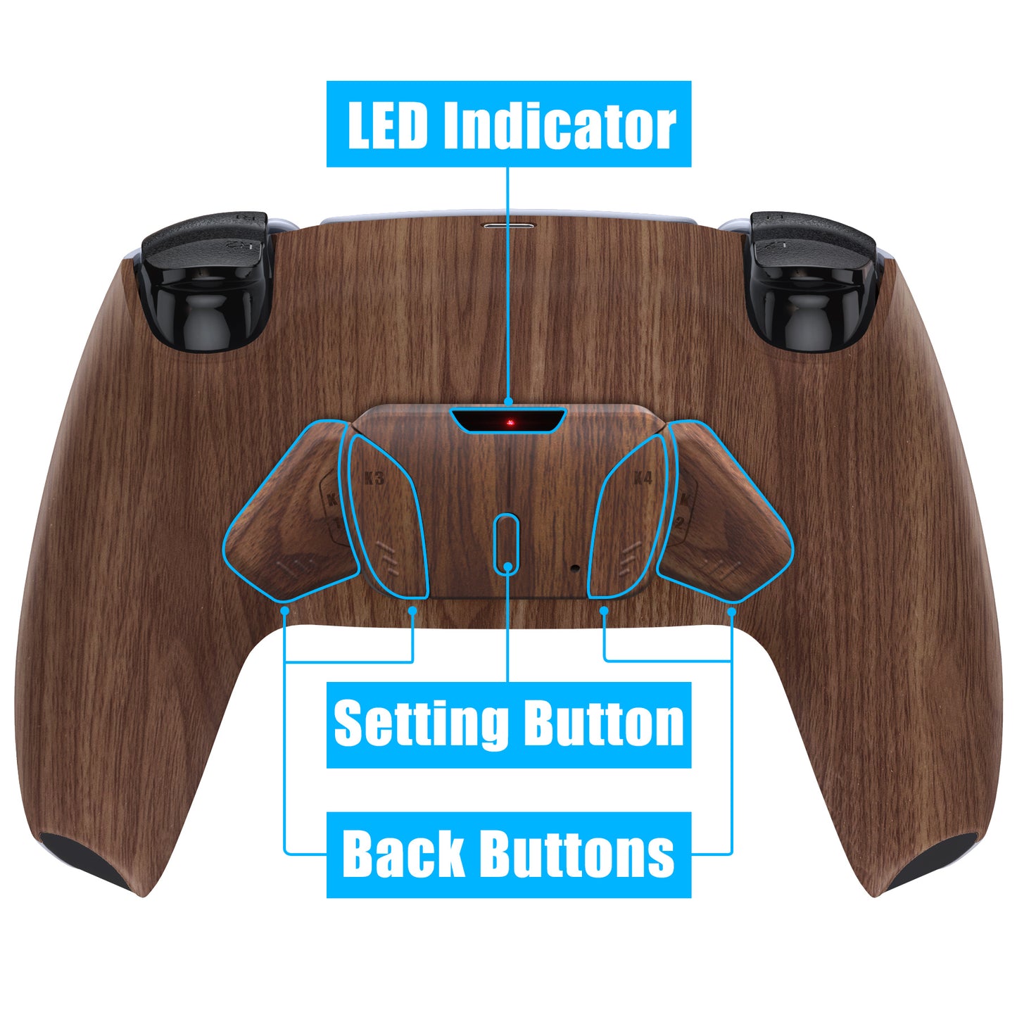 eXtremeRate Remappable RISE4 V3 Remap Kit for PS5 Controller BDM-030/040/050 - Wood Grain