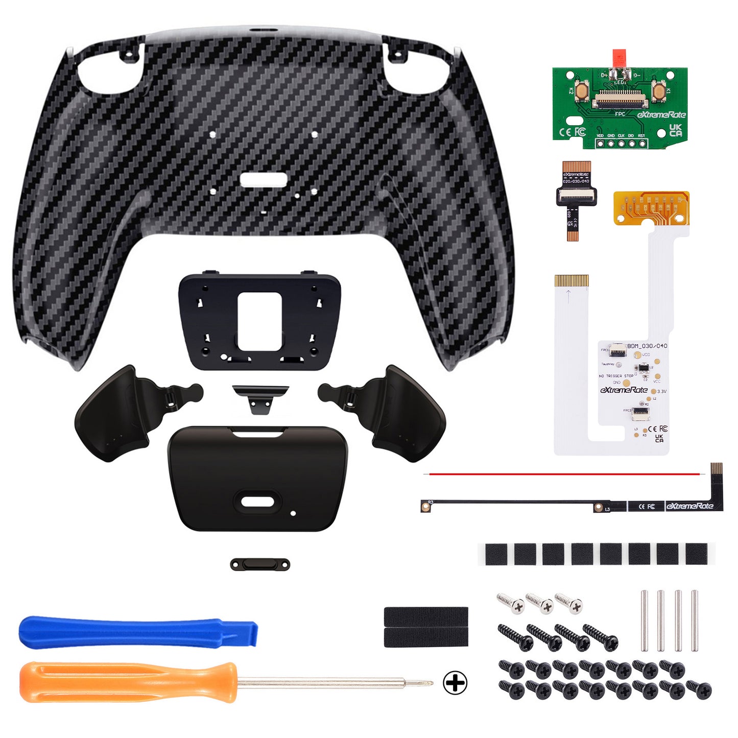 eXtremeRate Remappable RISE V3 Remap Kit for PS5 Controller BDM-030/040/050 - Graphite Carbon Fiber