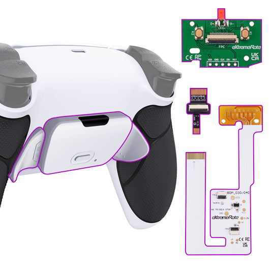 eXtremeRate Remappable RISE V3 Remap Kit for PS5 Controller BDM-030/040/050 - Rubberized Black Grip with White Back Paddles