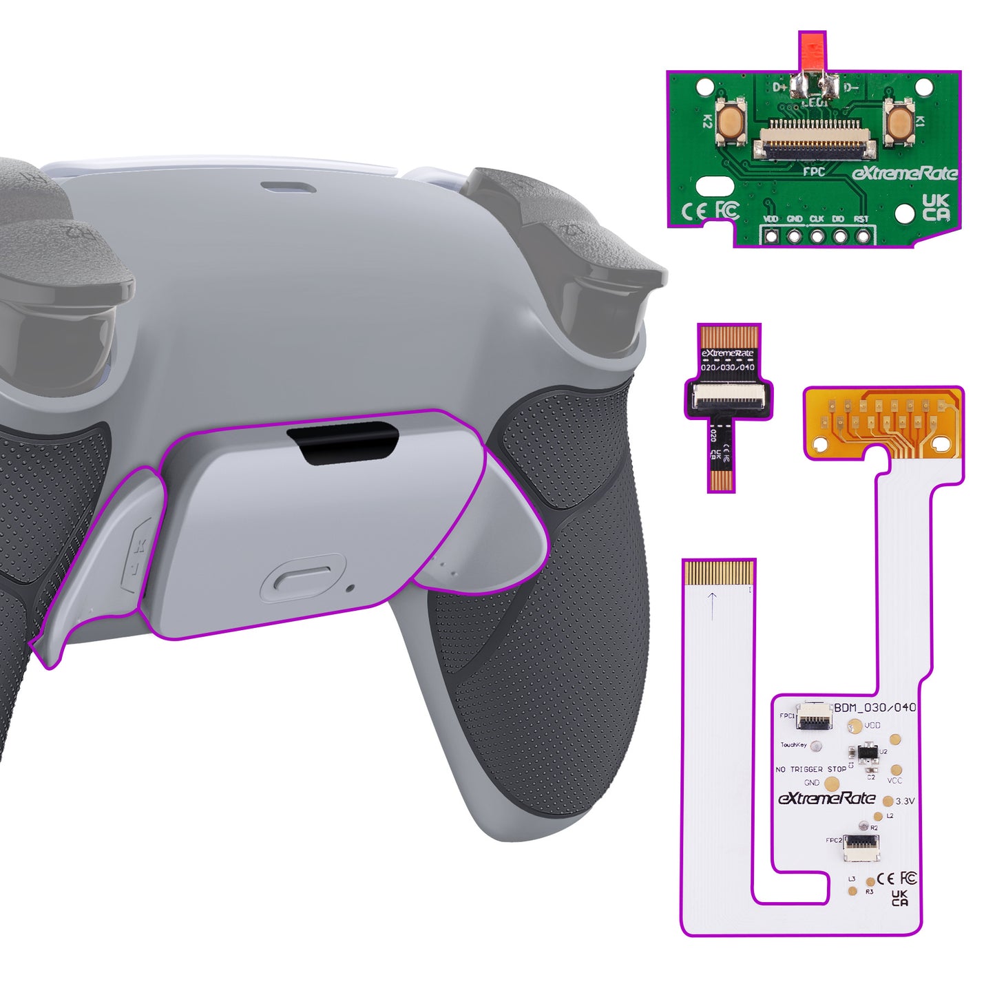 eXtremeRate Remappable RISE V3 Remap Kit for PS5 Controller BDM-030/040/050 - Rubberized Classic Gray