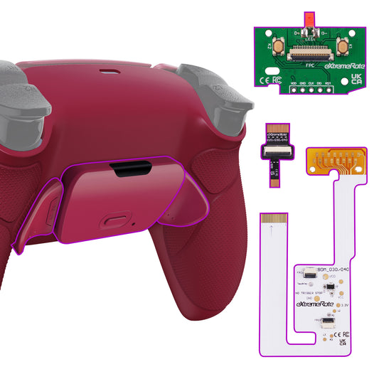 eXtremeRate Remappable RISE V3 Remap Kit for PS5 Controller BDM-030/040/050 - Rubberized Cosmic Red