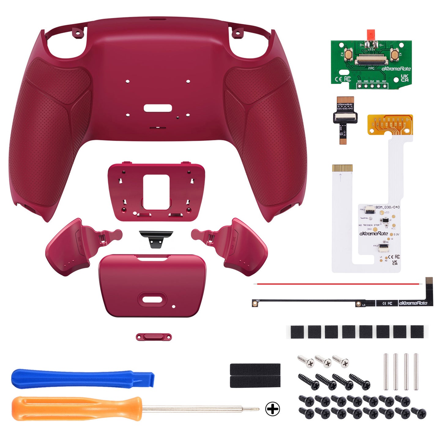 eXtremeRate Remappable RISE V3 Remap Kit for PS5 Controller BDM-030/040/050 - Rubberized Cosmic Red