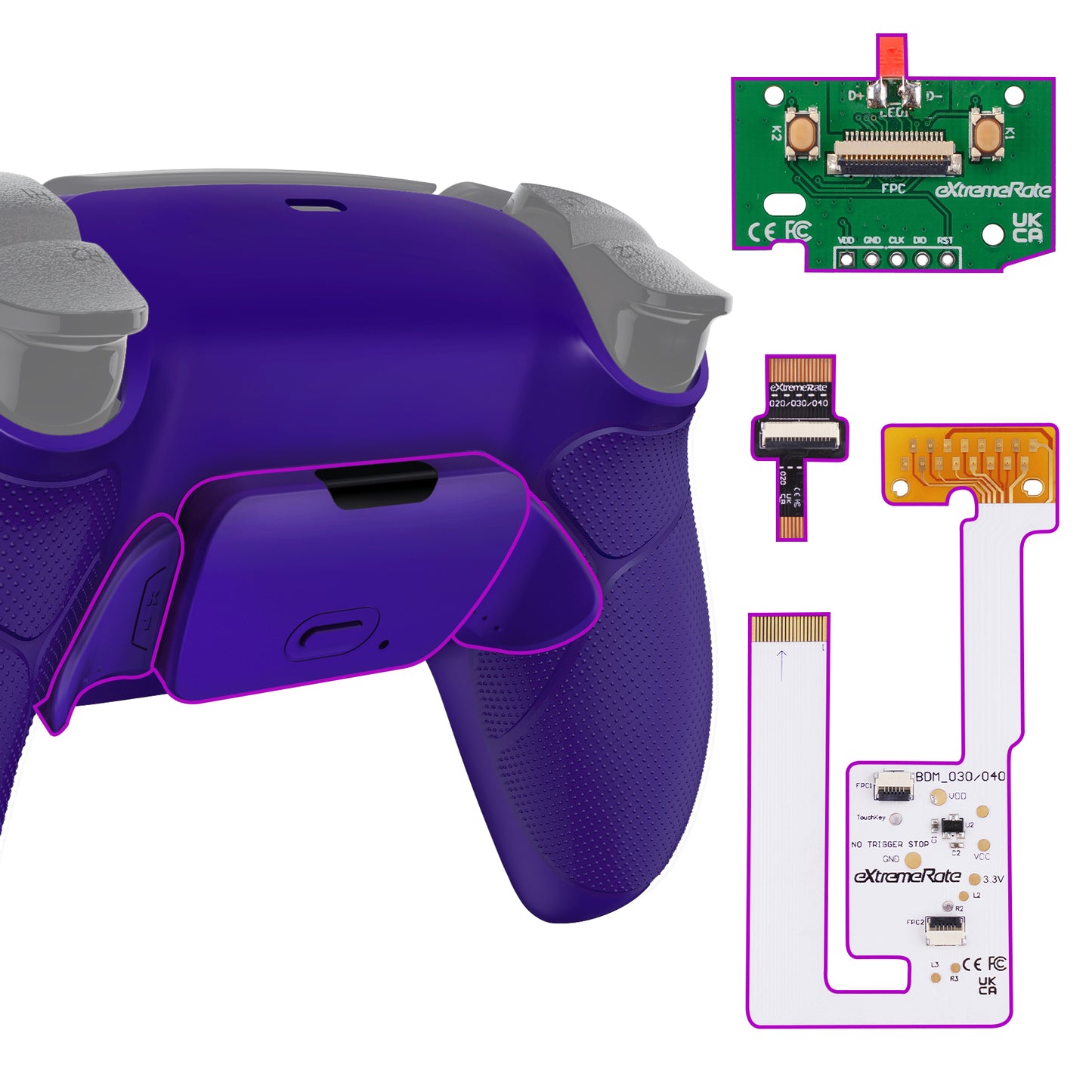 eXtremeRate Remappable RISE V3 Remap Kit for PS5 Controller BDM-030/040/050 - Rubberized Galactic Purple