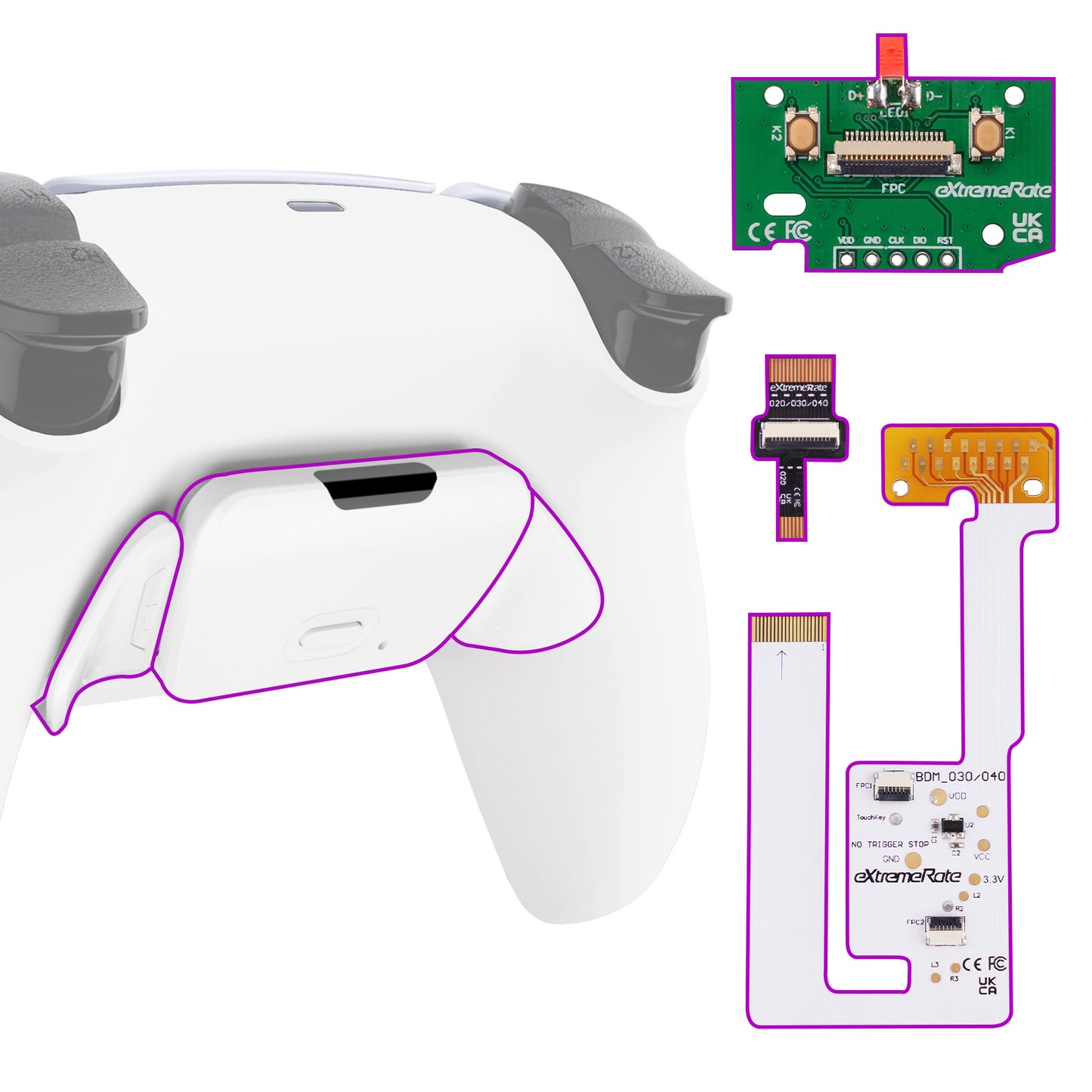 eXtremeRate Remappable RISE V3 Remap Kit for PS5 Controller BDM-030/040/050 - White eXtremeRate