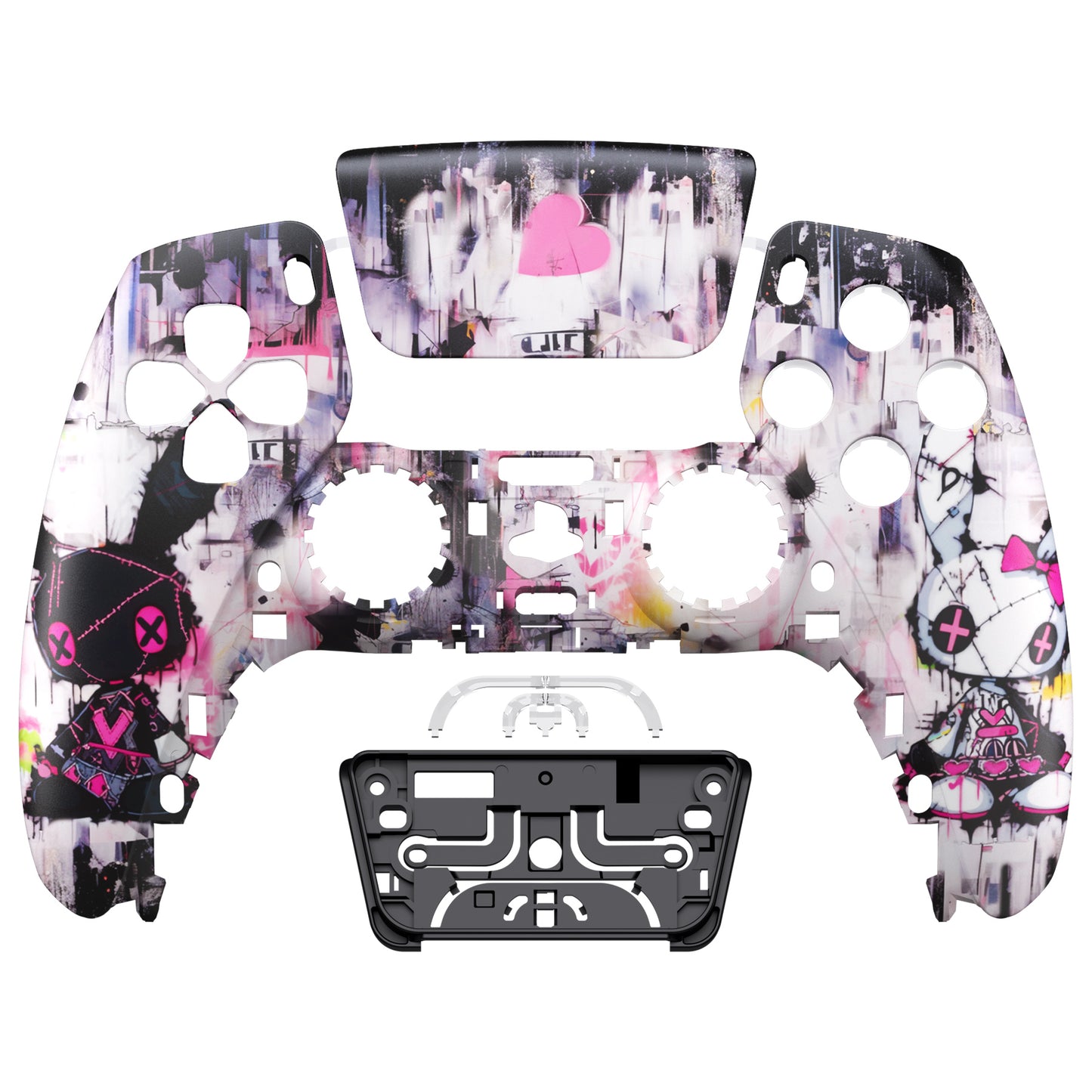 eXtremeRate Replacement Front Housing Shell with Touchpad Compatible with PS5 Controller BDM-010/020/030/040 - Lovely Punky Bunny