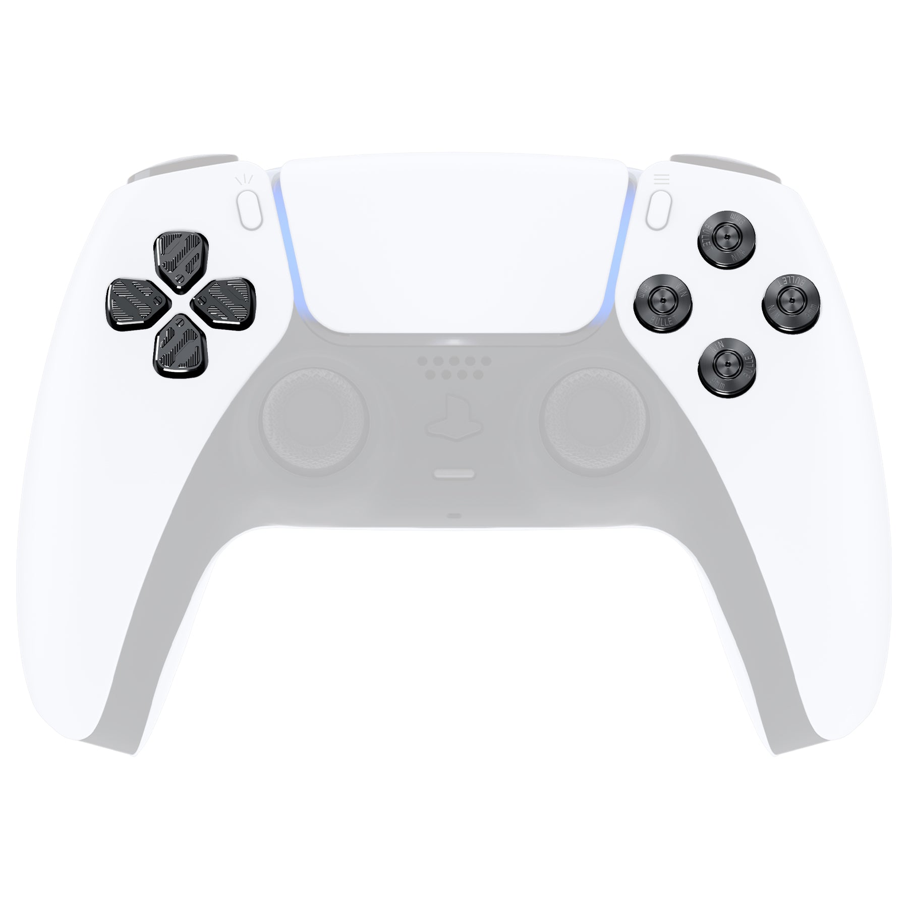 eXtremeRate Black Metal Dpad ABXY Buttons for PS5 Controller, Custom ...