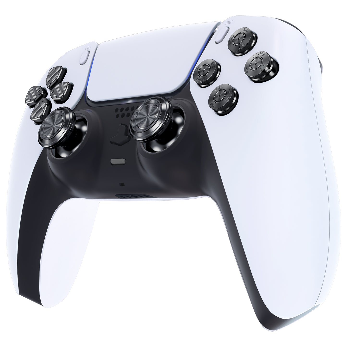 eXtremeRate Replacement Aluminum Metal Thumbsticks Dpad ABXY Buttons for PS5 Controller - Black