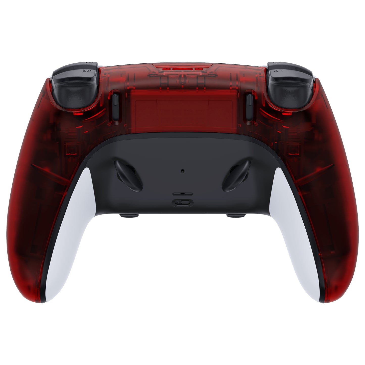 eXtremeRate Replacement Back Housing Bottom Shell Compatible with PS5 Edge Controller - Clear Red