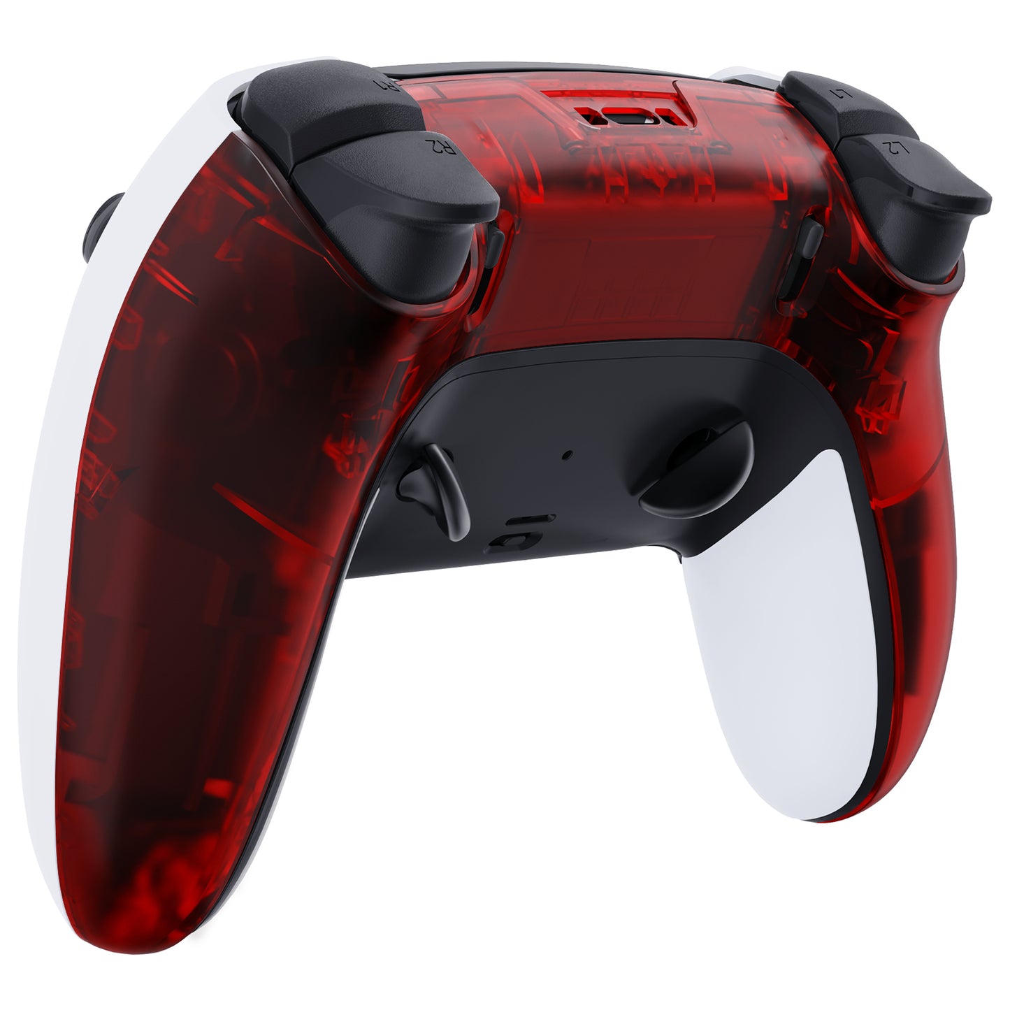 eXtremeRate Replacement Back Housing Bottom Shell Compatible with PS5 Edge Controller - Clear Red