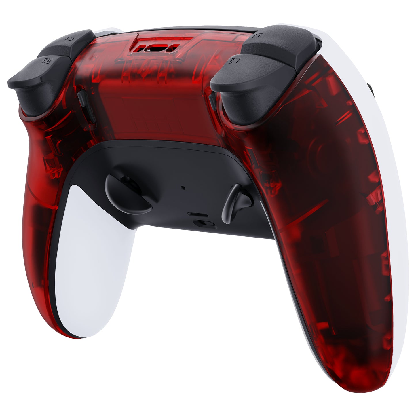 eXtremeRate Replacement Back Housing Bottom Shell Compatible with PS5 Edge Controller - Clear Red