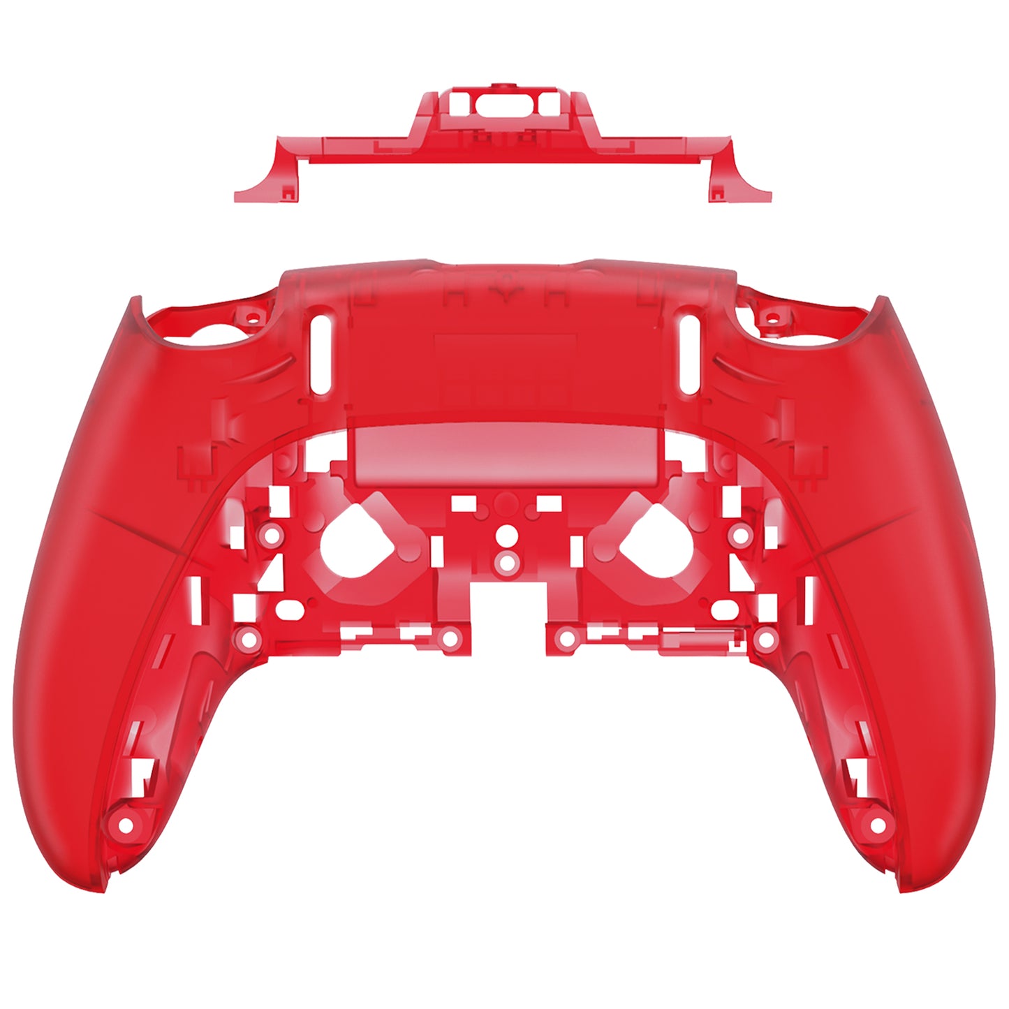 eXtremeRate Replacement Back Housing Bottom Shell Compatible with PS5 Edge Controller - Clear Red