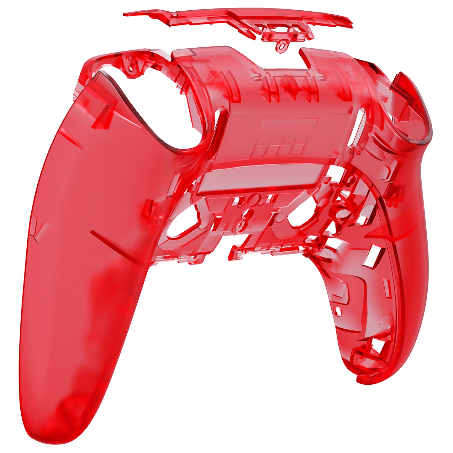 eXtremeRate Replacement Back Housing Bottom Shell Compatible with PS5 Edge Controller - Clear Red